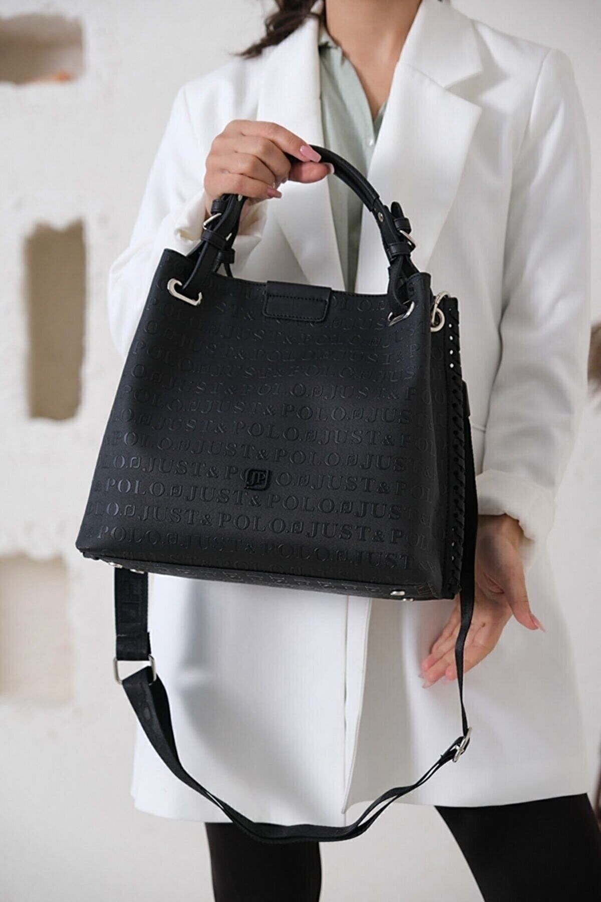 Just Polo Mesh 4031 El Emeği Örgülü Gofraj Suni Deri Kadın El Omuz Çantası ( Ebat : En 32 Yükseklik 28 Cm)