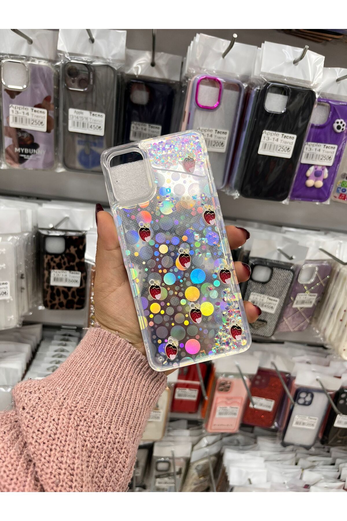 TECNOTREND Galaxy A06 sıvı parıltılı Hologramlı şeffaf silikon kılıf