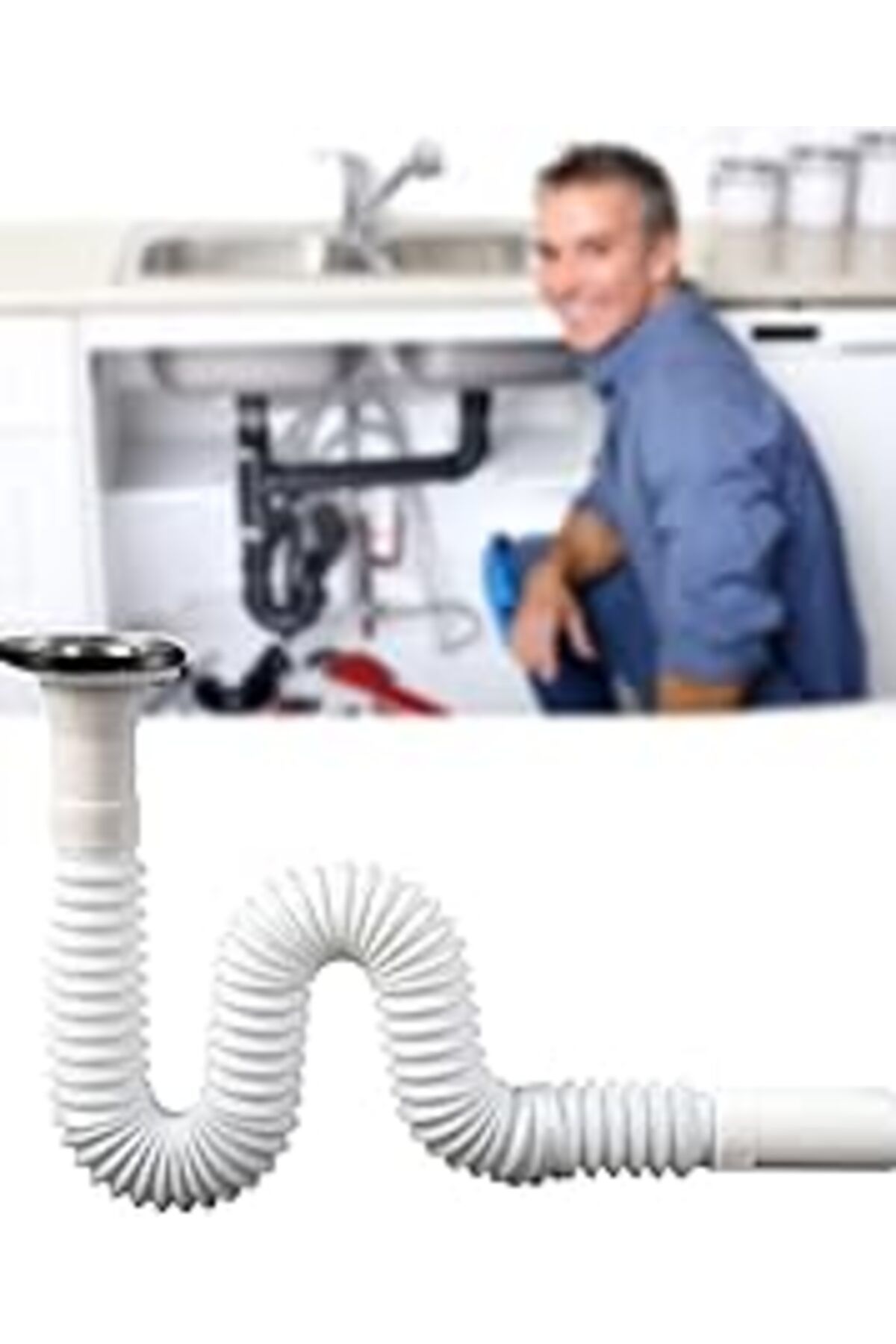 Pazarcan Mobee Uzun Körüklü Lavabo Sifonu Lavabo Gider Borusu 33X80Cm 1410
