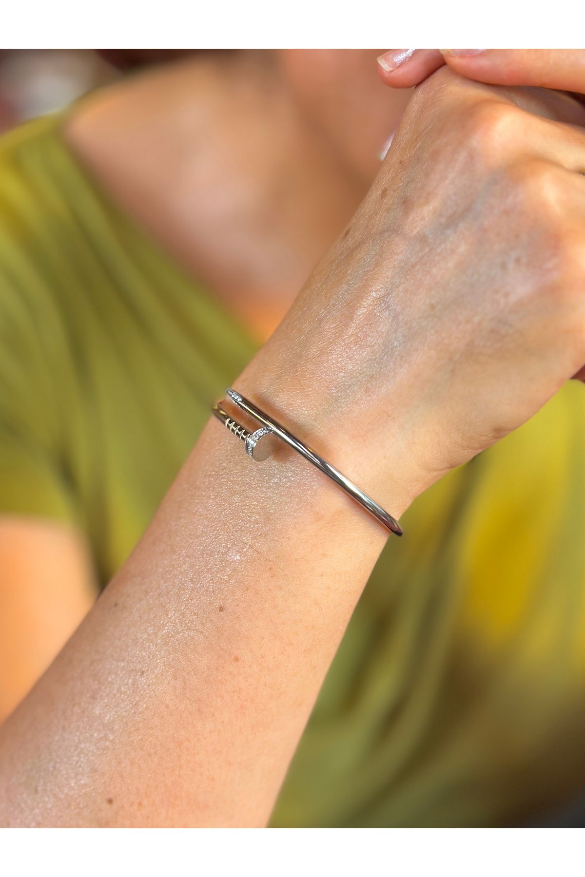 Opia JEWELRY Çivi Model Çelik Kelepçe Bileklik
