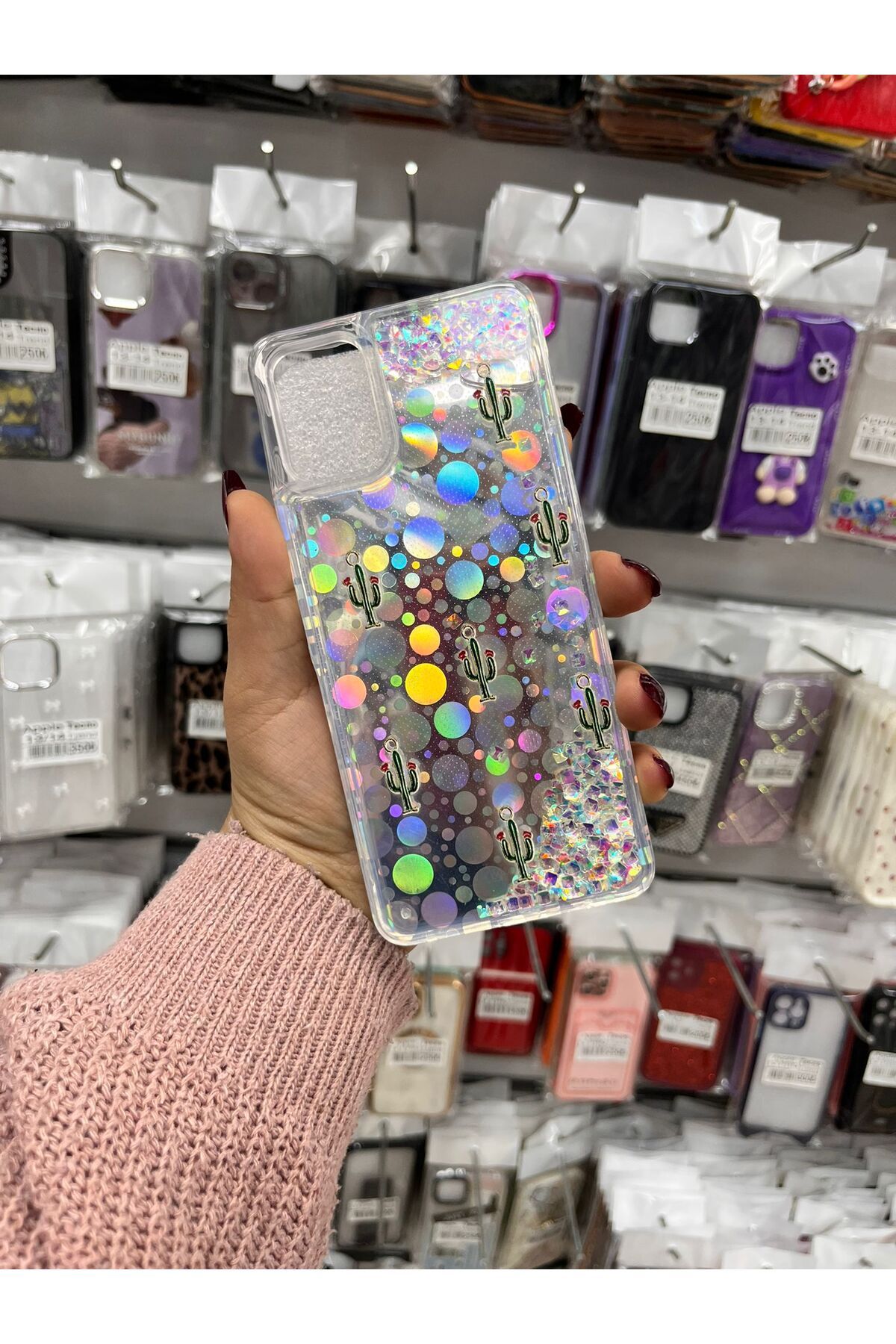 TECNOTREND Galaxy A06 sıvı parıltılı Hologramlı şeffaf silikon kılıf