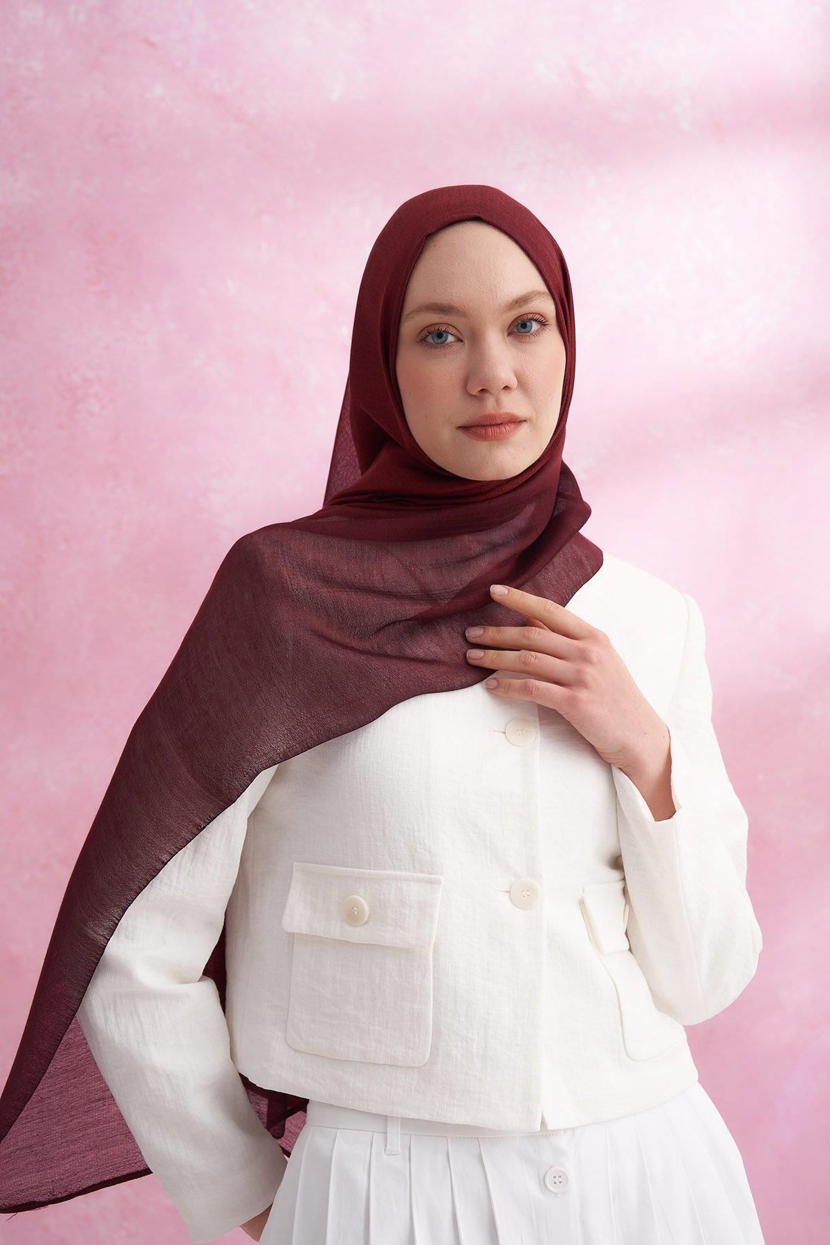 ARMANDA İPEKLİ DEGRADE ŞAL - BORDO - KOYU BORDO