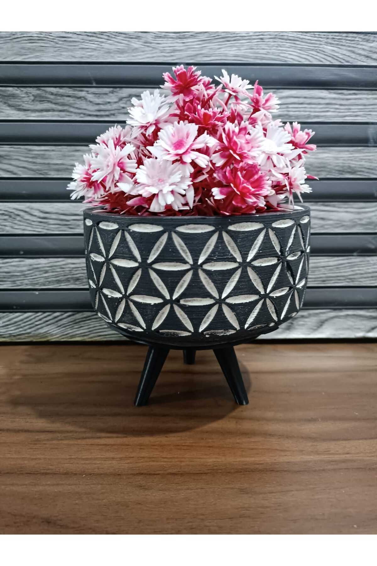 Elioure Kahverengi ayaklı ve ayaksız dekoratif saksı, 13cm ve 7cm boy, 14cm çap