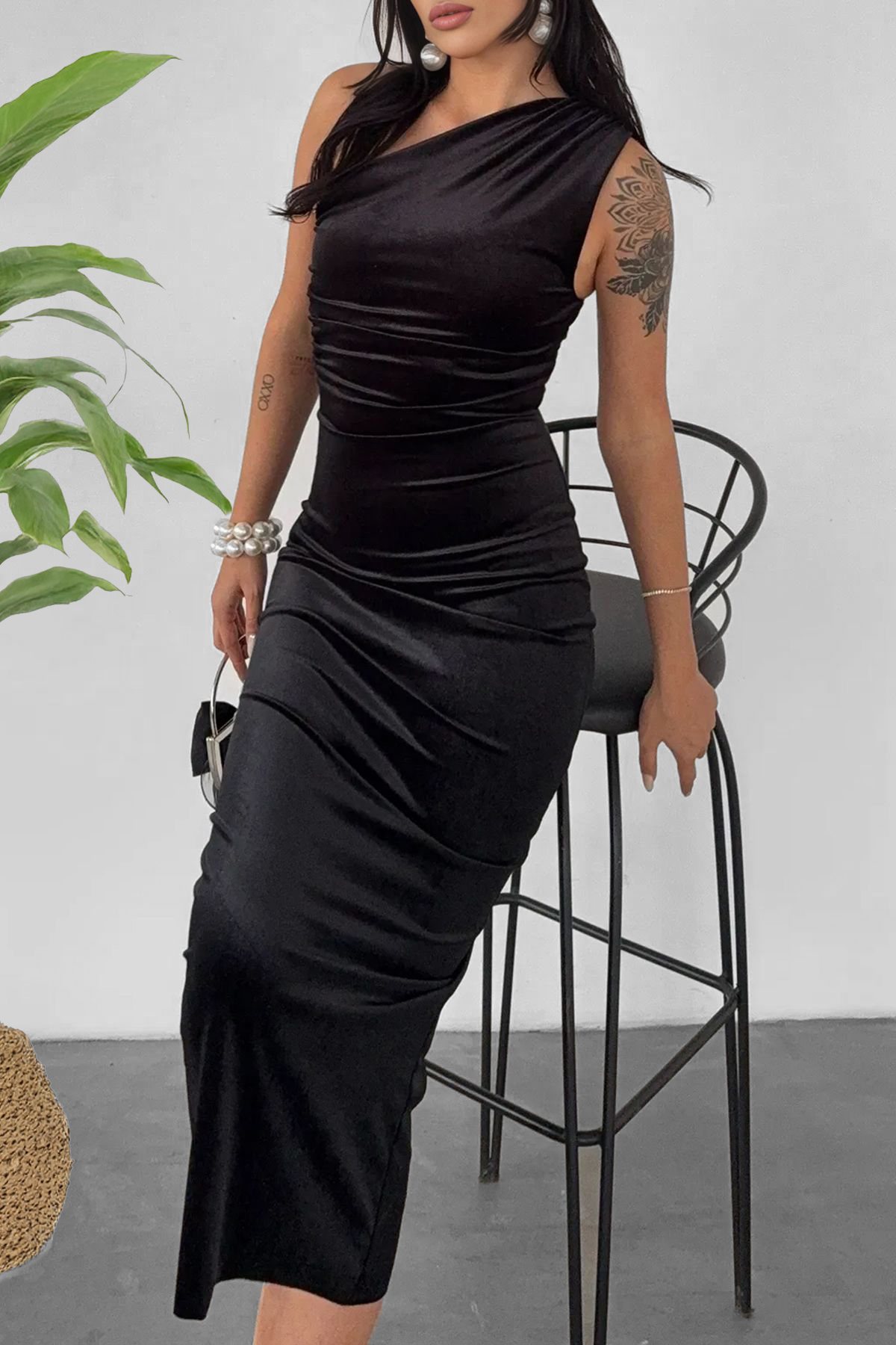 Trendyol Collection Czarna Vüjeta Stymulująca Jedno Ramię İmragel, Sukienki Na Studniówkę Wieczorową