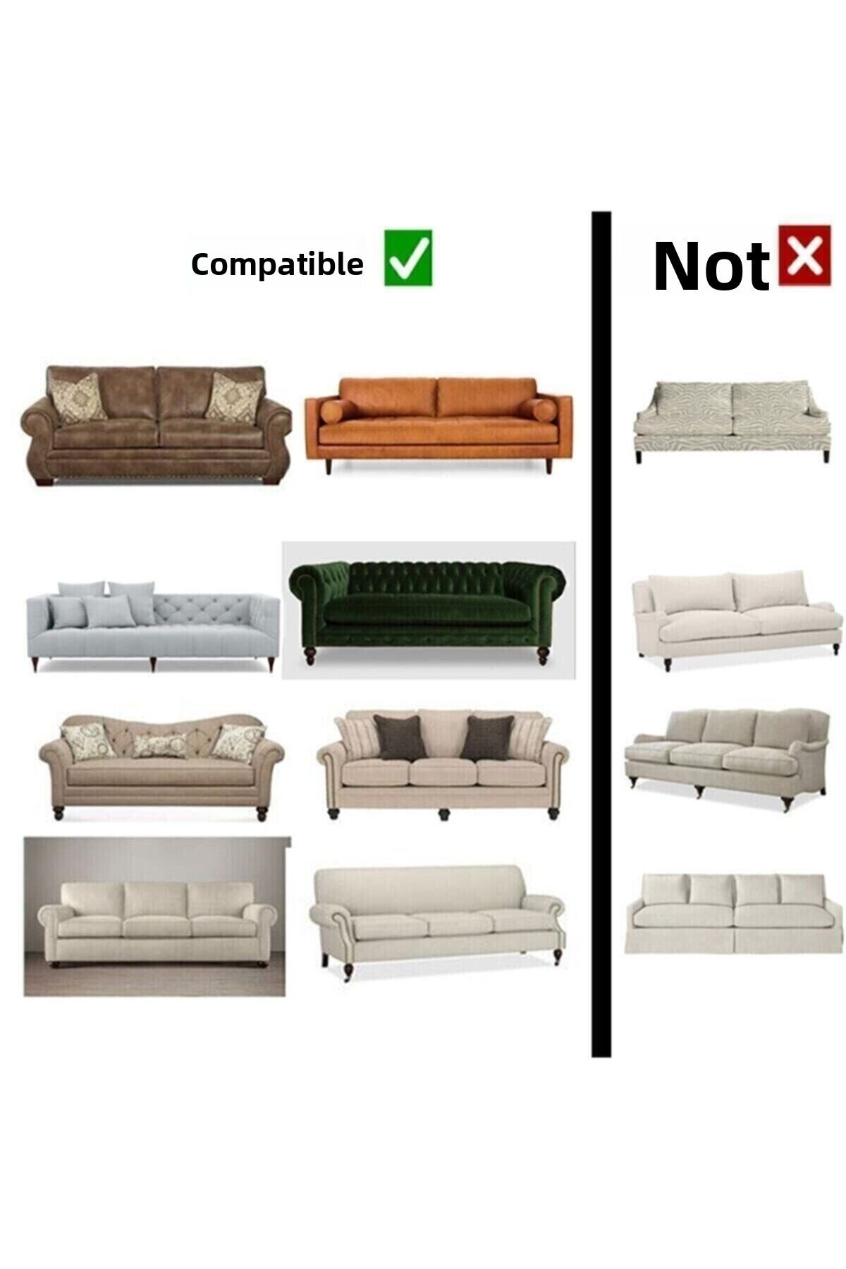 ARTUÇ-Set canapea și canapea învelită din bumbac - cu fustă elastică, standard 3+3+1+1 6