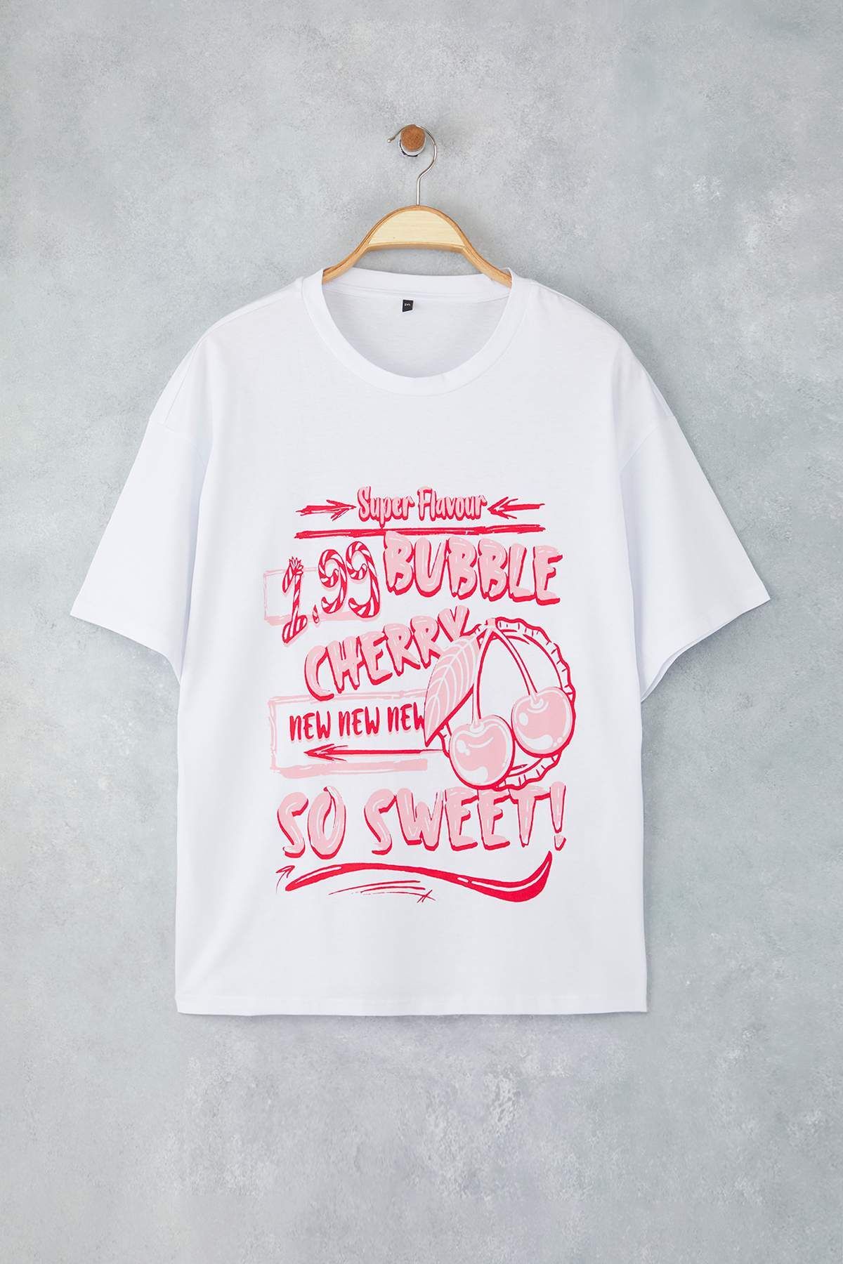 Trendyol Curve-White 100% Single Jersey Printed Oversize/Relaxed Fit Knitted Plus Size T-Shirt Tbbss25Bf00082 5