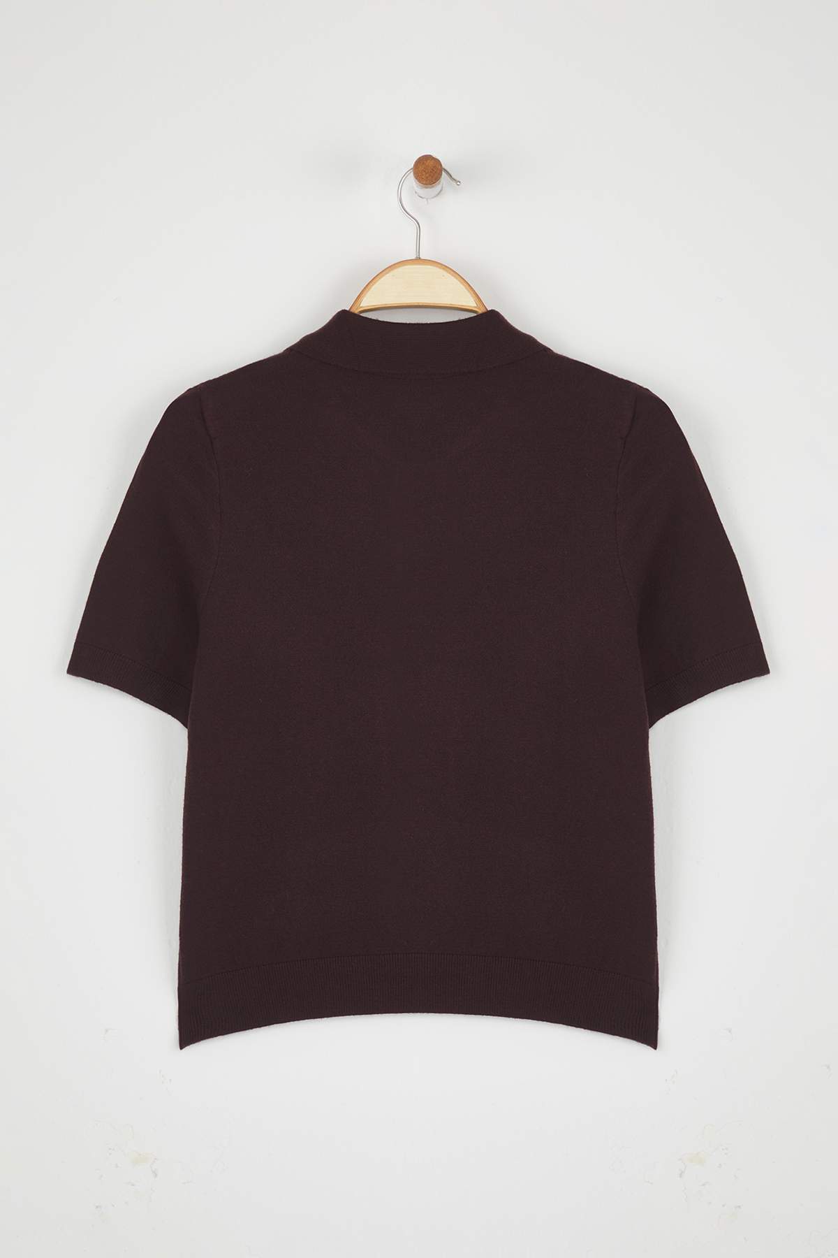 Trendyolmilla  Kahverengi Polo Yaka Premium İplik / Özel İplik Triko İnce Bluz TWOSS25BZ00184 - Görsel 6