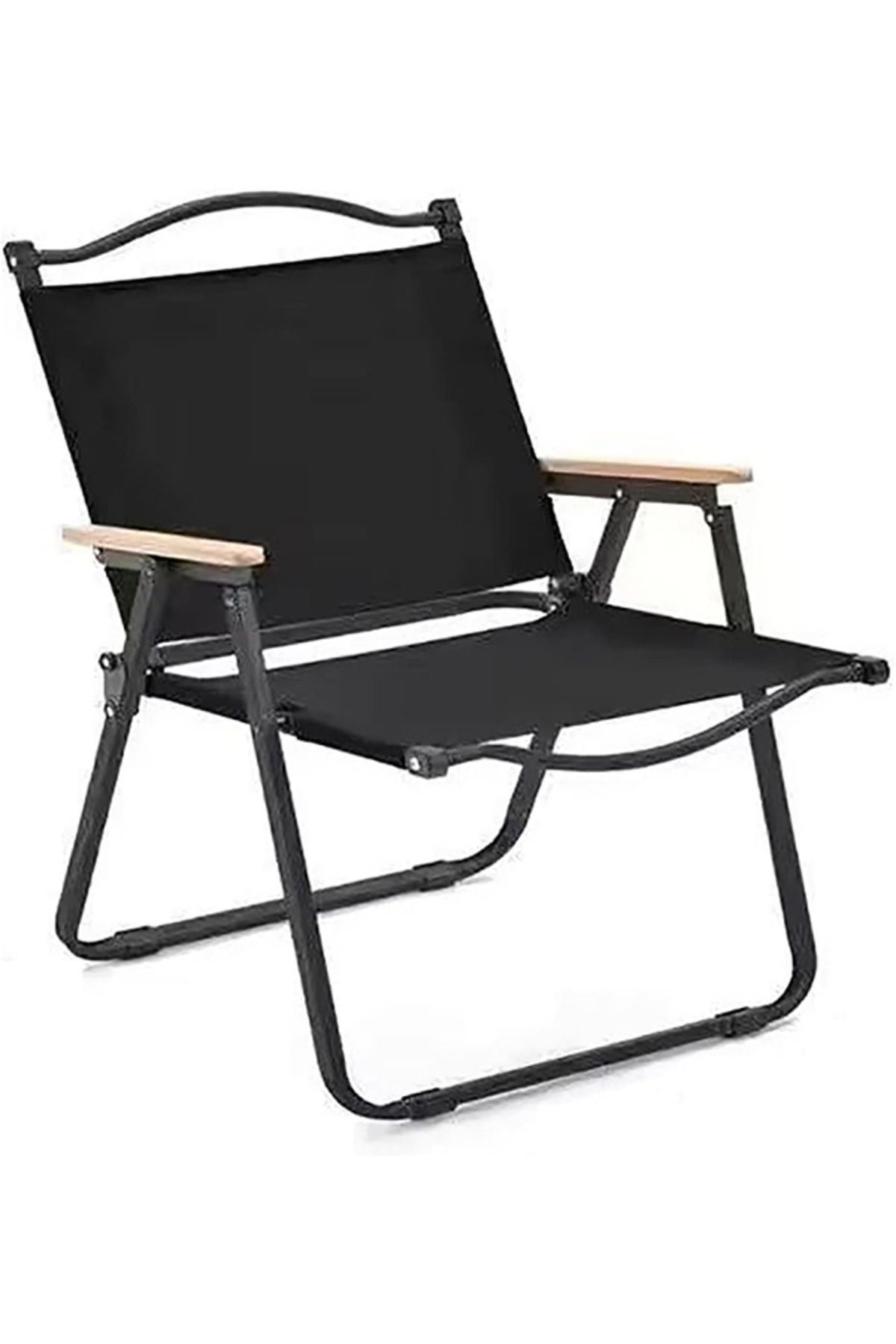 كرسي تخييم قابل للطي بإطار من الألومنيوم، للنزهات والشاطئ والحديقة، أسود - 78 ارتفاع × 40 ارتفاع × 52 عمق × 52 عرض سم