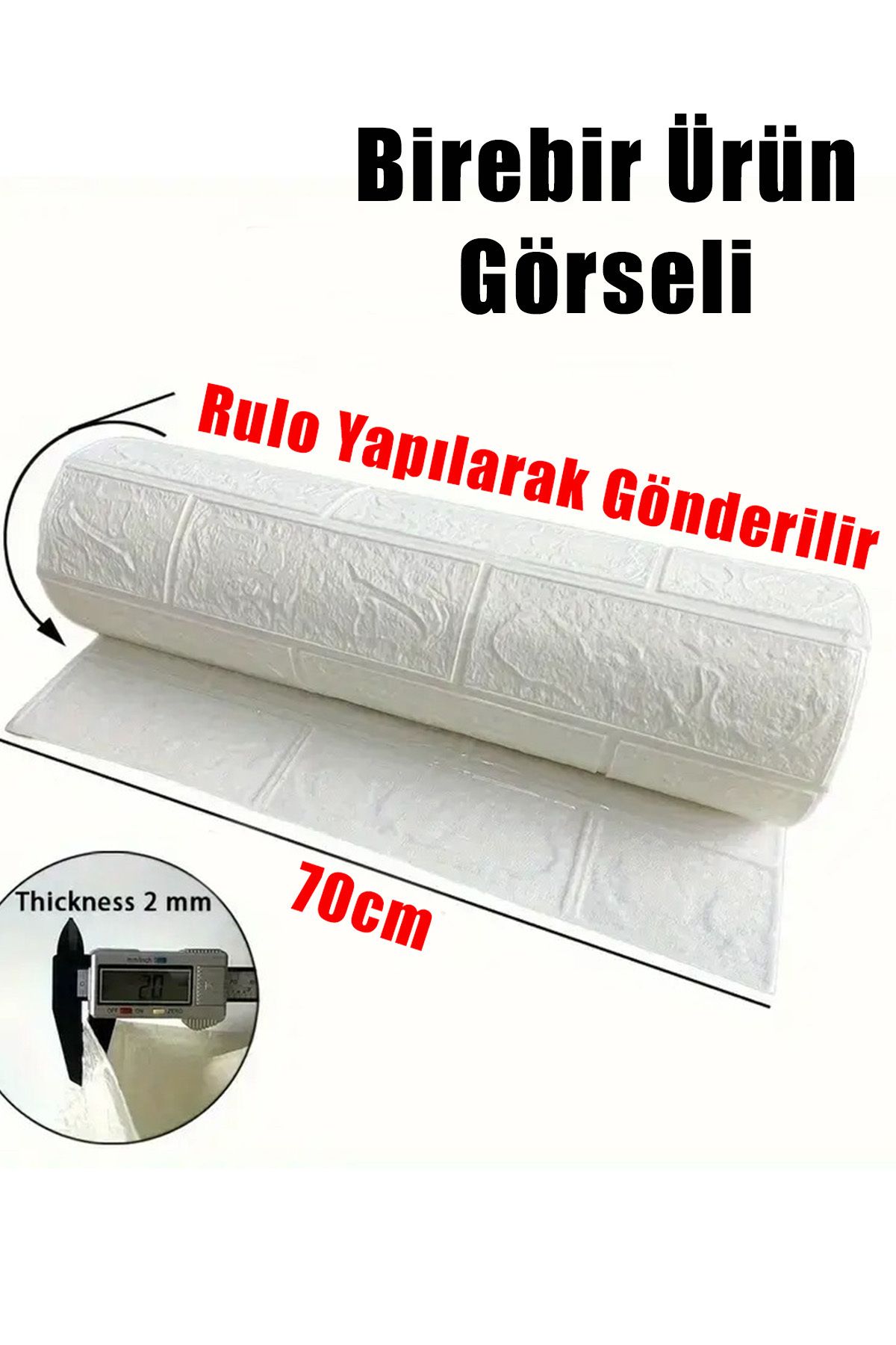 Bien Home Yeni Baskı* Kendinden Yapışkanlı Duvar Kağıdı Esnek Köpük Paneli 3d Boyutlu Desen Beyaz 70x77