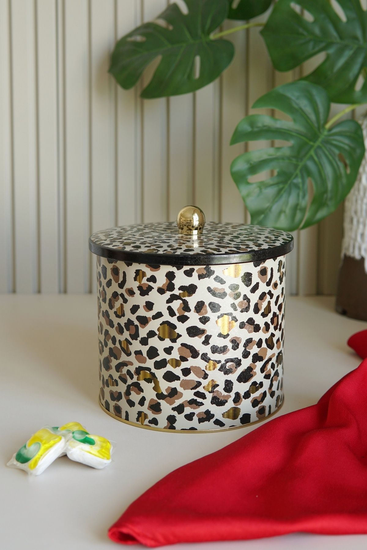 EVLE-Leo Patterned Food Storage Container - Metal Storage Container 17.5 Cm X 15.5 Cm Er146-v4 3