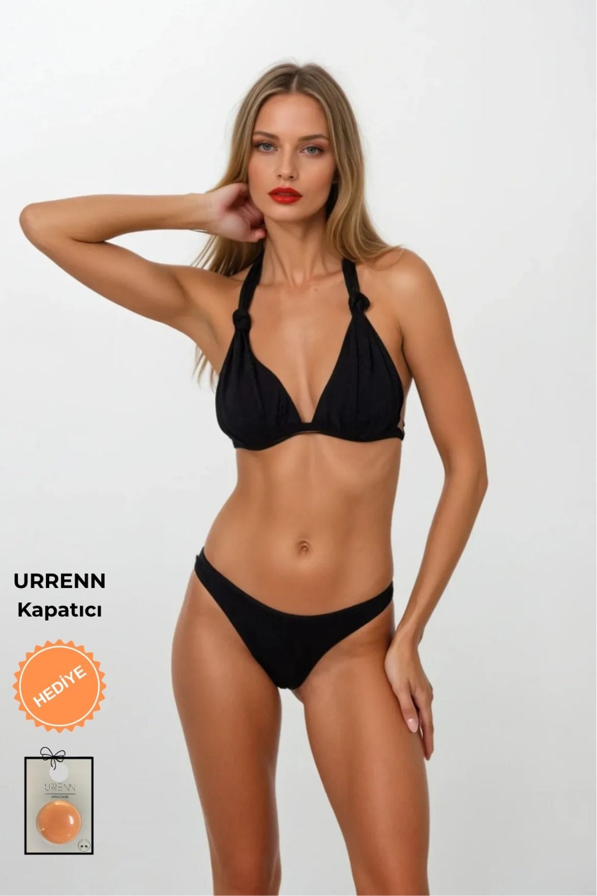 Pierre Cardin Boyundan Bağlamalı Toparlayıcı Dolgusuz | Urrenn Kapatıcı Hediyeli | Yeni Kreasyon 25' Bikini Takımı
