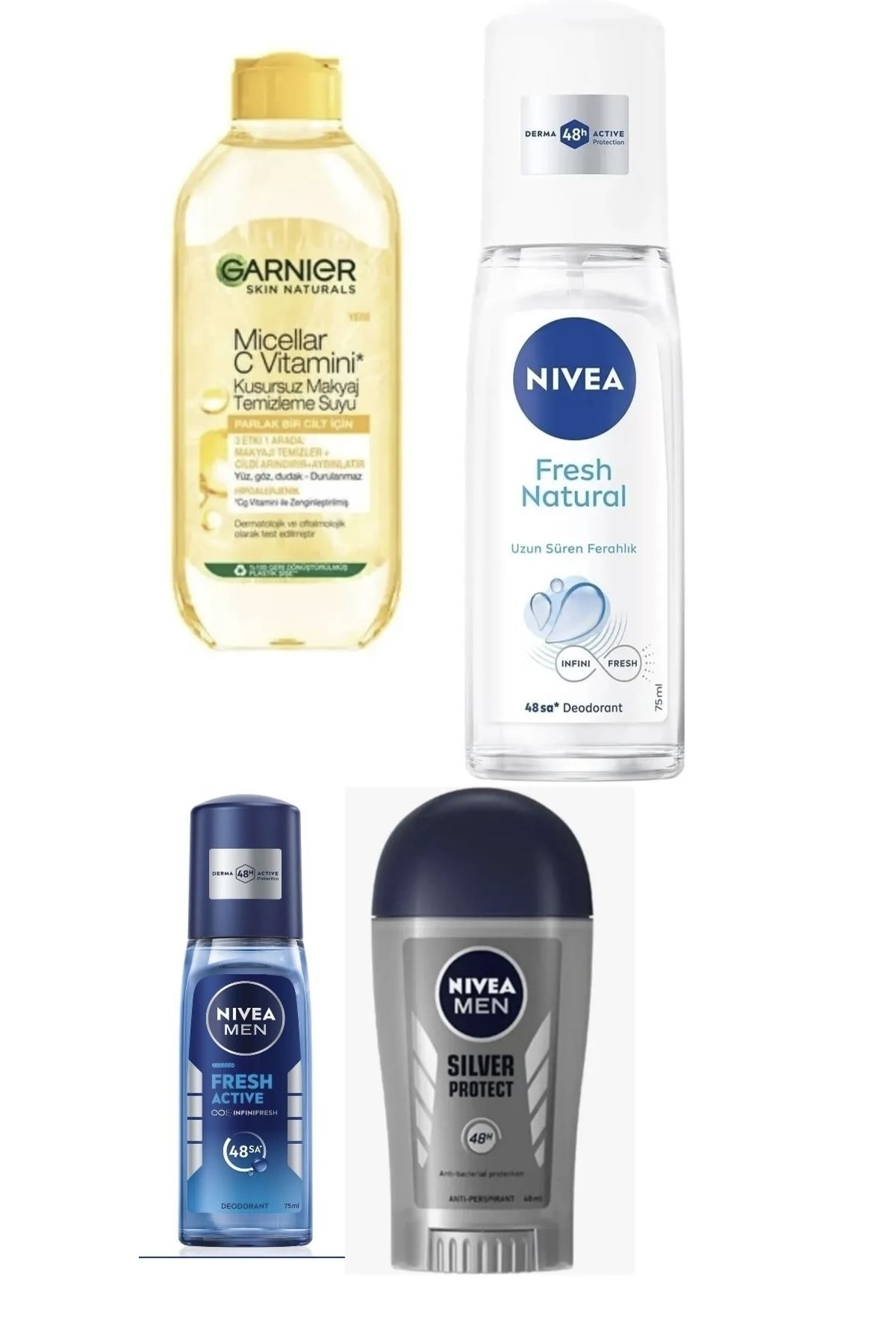 Garnier Kadın Erkek Set (PARTNERİNİZE CİLT BAKIM) Makyaj Temizleme C Vit - Kadın Deo - Erkek Deo