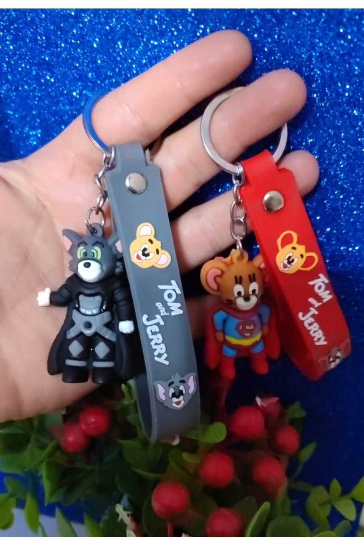 FAMEMUS ACCESSORY 2 li 3d Çizgi Film Karakterli Anahtarlık Seti – Tom & Jerry çanta aksesuar