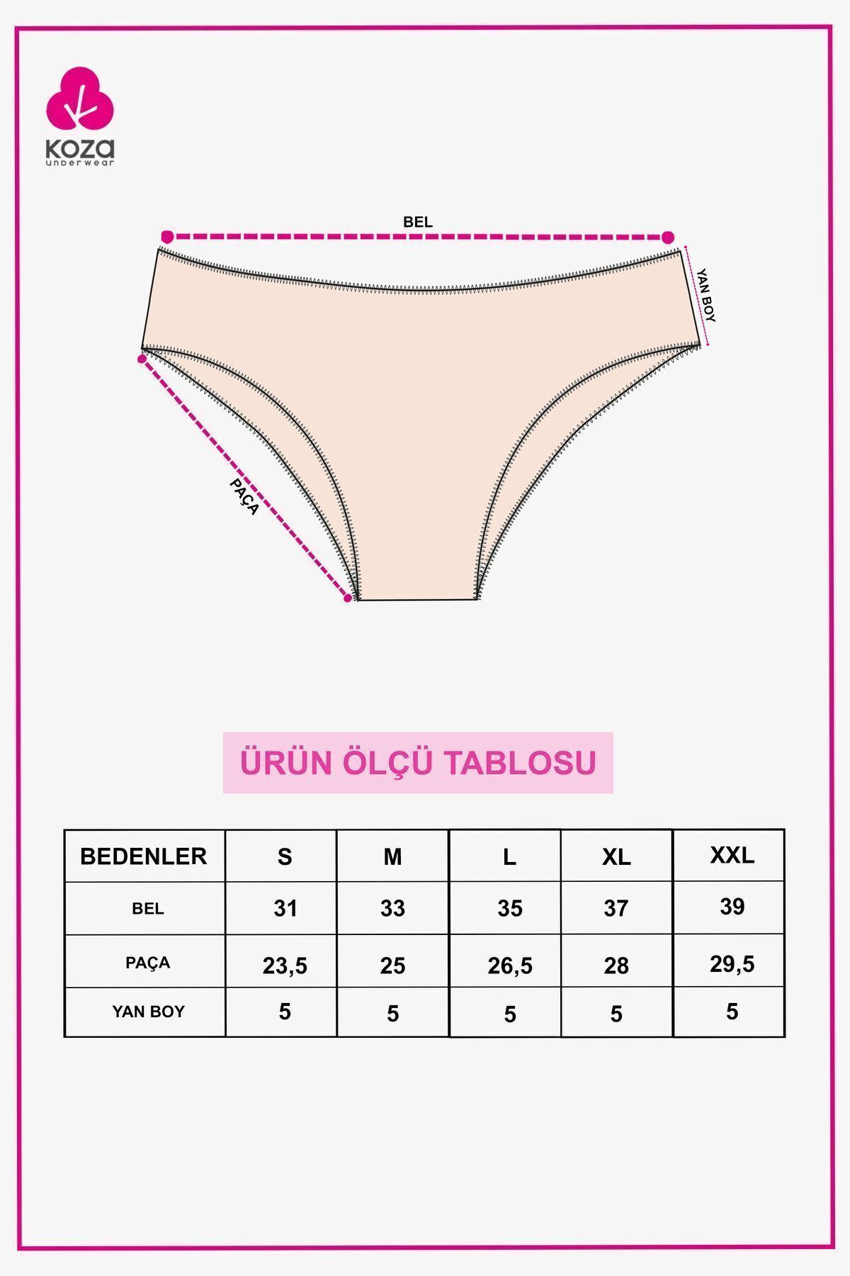 koza iç giyim Kadın 7'li İzsiz İnce Lastikli Külot görsel 8