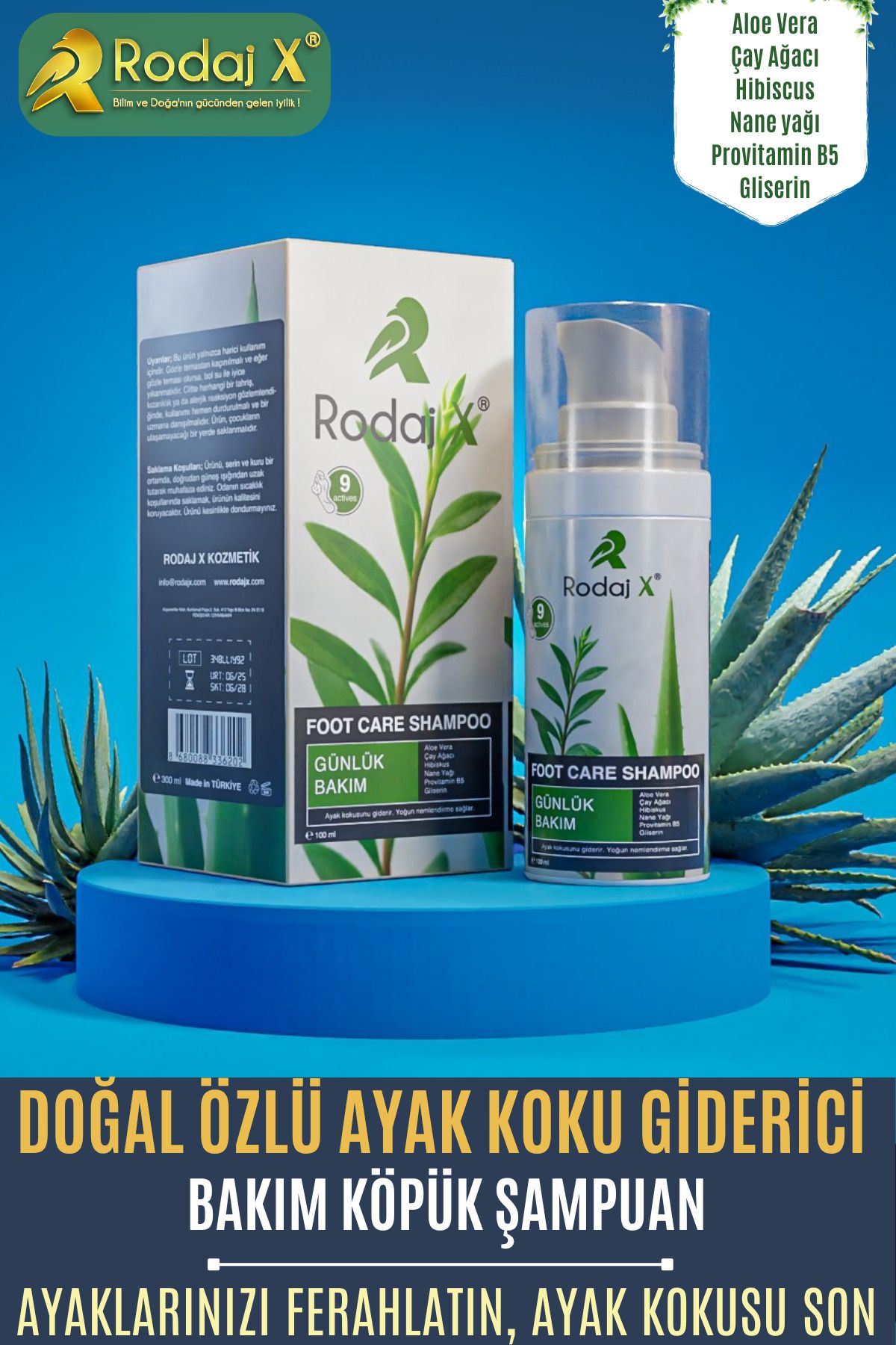 Rodaj X Doğal Özlü Ayak Koku Giderici Bakım Köpük Şampuan 100ml