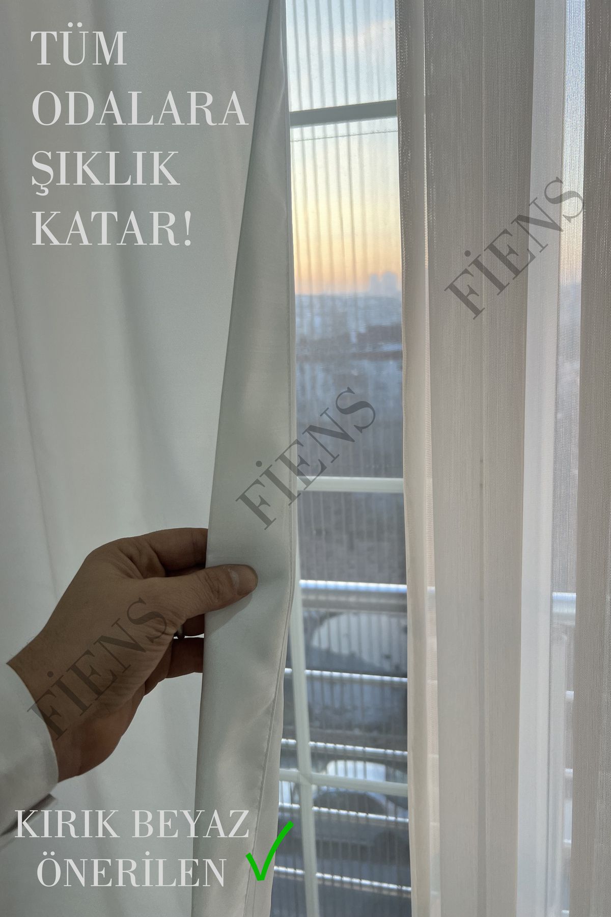 FİENS KIRIK BEYAZ SATEN GÜNEŞLİK (TÜL PERDE VE FON )ALTINA HER KOMBİNE YAKIŞIR! TÜM ODALARA ŞIKLIK KATAR!