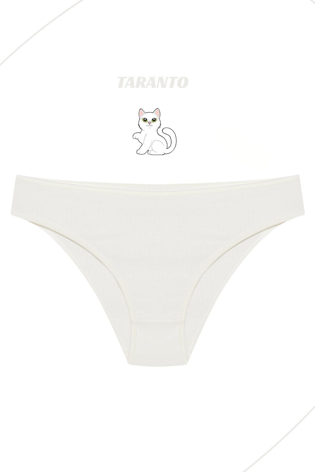 MİSTİRİK-Taranto Model High Waist Ribbed Flexible Cotton Slip Panties White Color 1