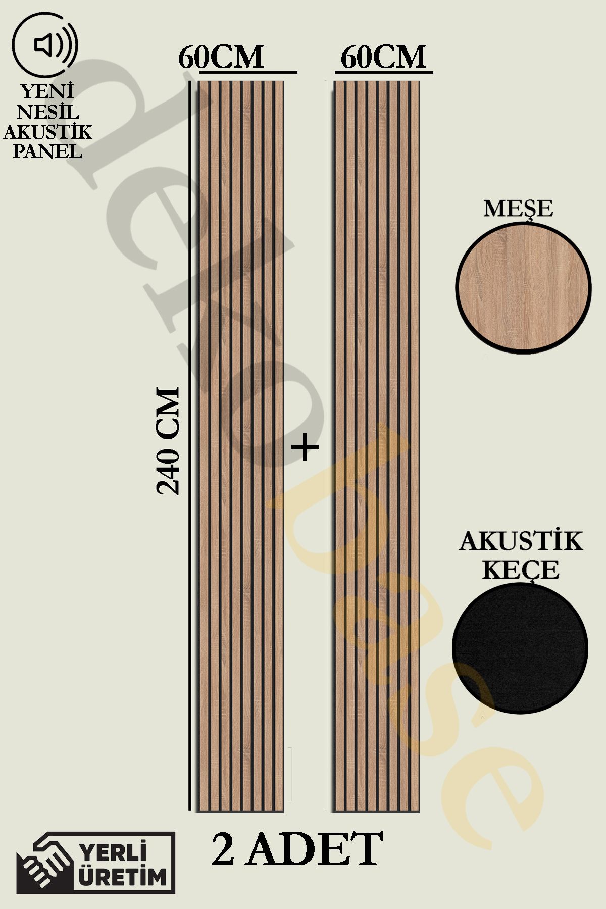 dekobase Meşe (2 ADET) 60x240cm Yeni Nesil Akustik Ahşap Duvar Paneli
