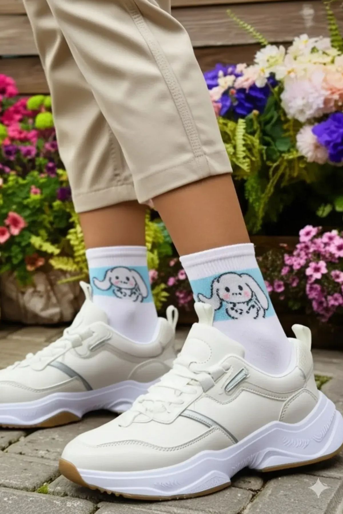Esinti Pamuklu Desenli Soket Çorap – Kolej & Sneaker Uyumlu Erkek Kadın Unisex Çorap