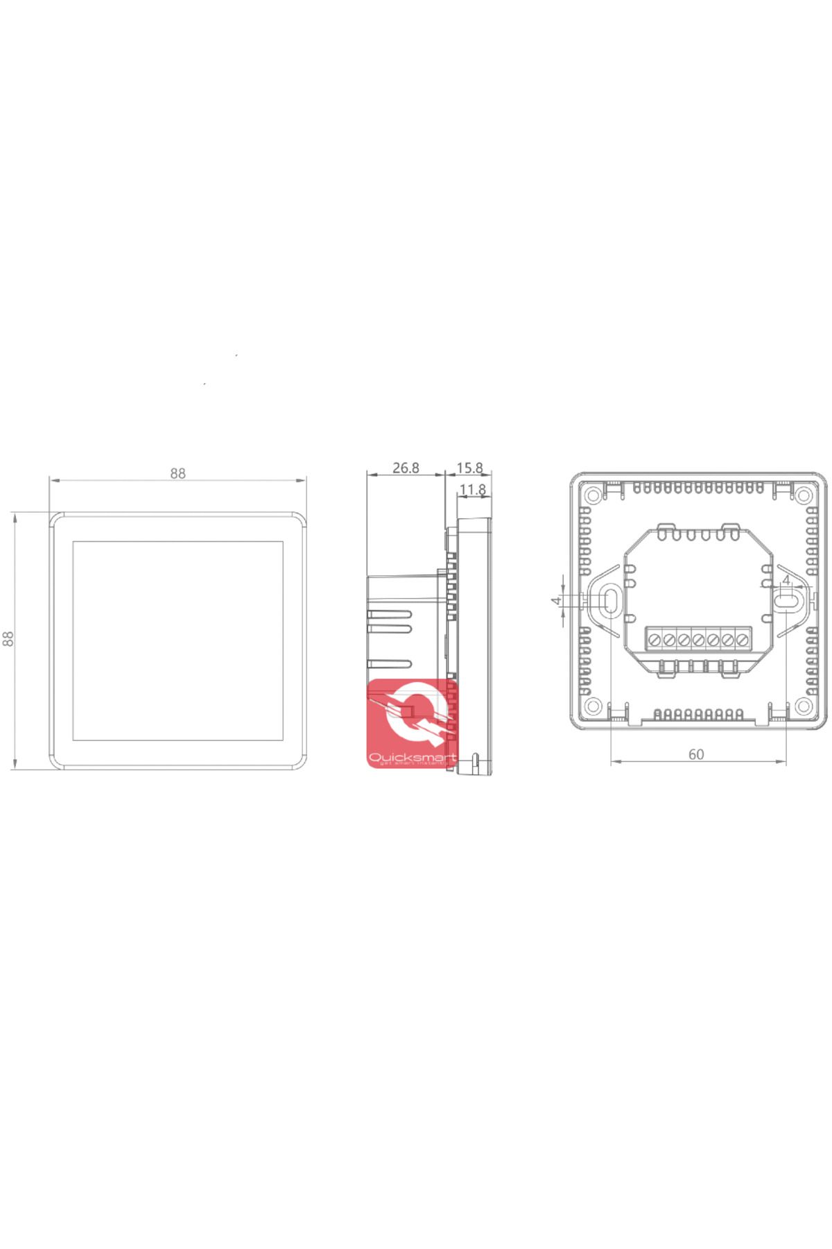 Quicksmart-Kit Automatizare Incalzire Pardoseala Q10, Controller pardoseala 8 zone, 4x Termostat cu fir Q50, In 7