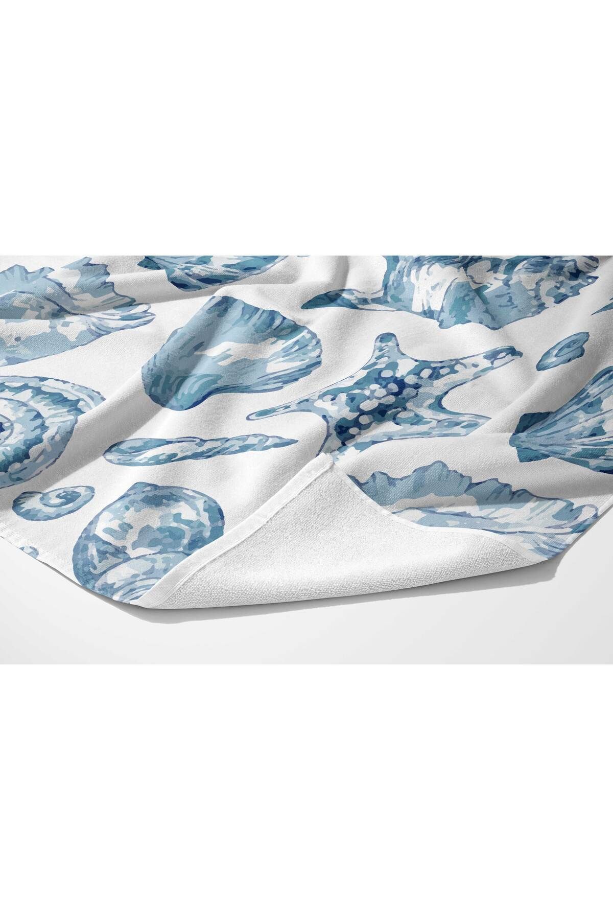 ASDİVA-Seashell Pattern Digital Printed Beach Towel 75X150 4