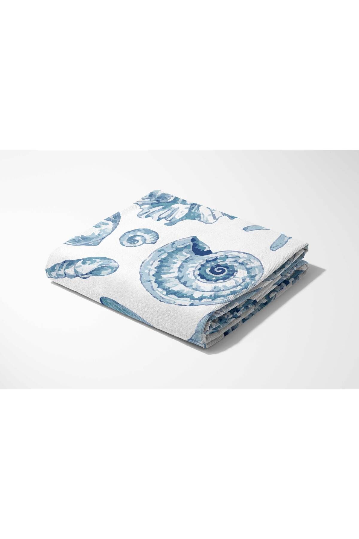 ASDİVA-Seashell Pattern Digital Printed Beach Towel 75X150 5