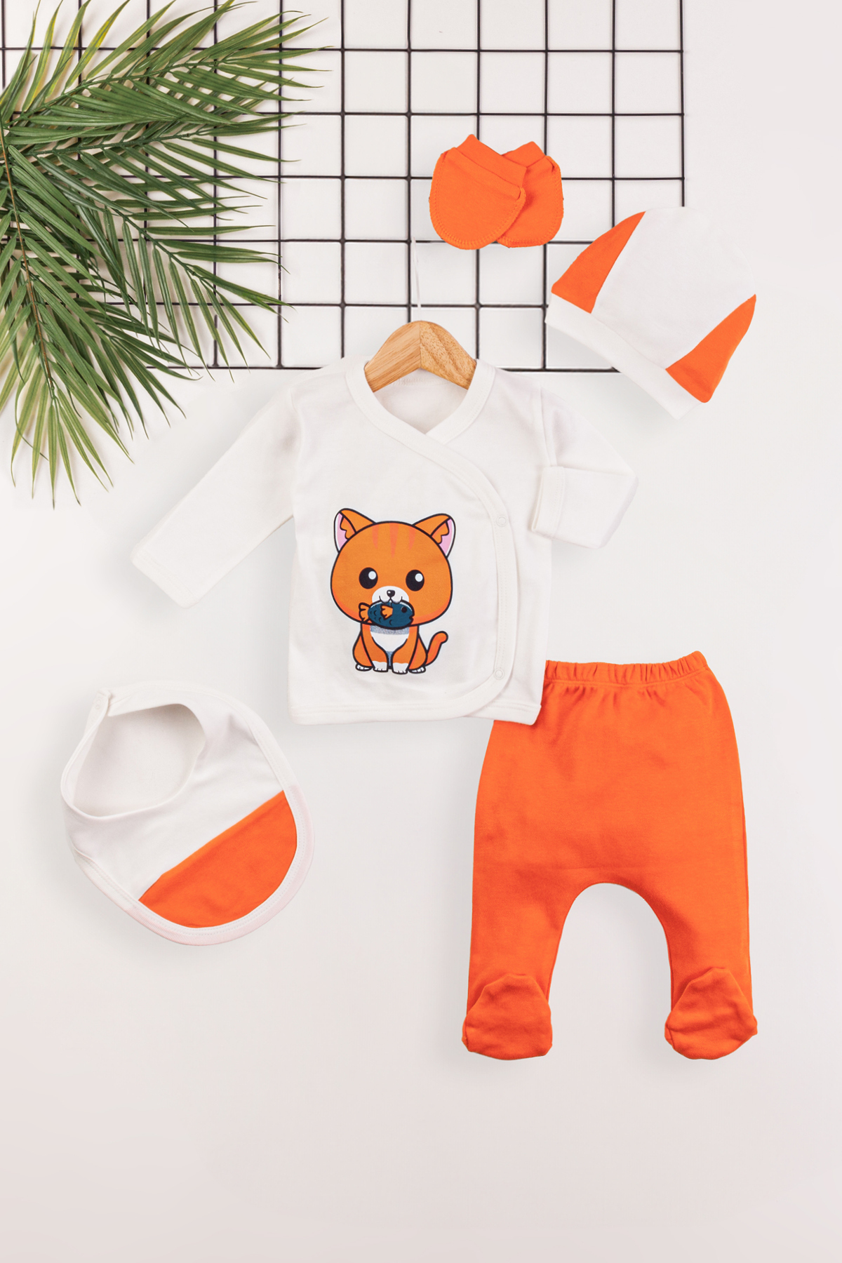 Pimadyo yenidoğan bebek hastane çıkışı 5li set 100% pamuk organik kumaş ekstra yumuşak doku fotoğrafı 3 (önizleme)