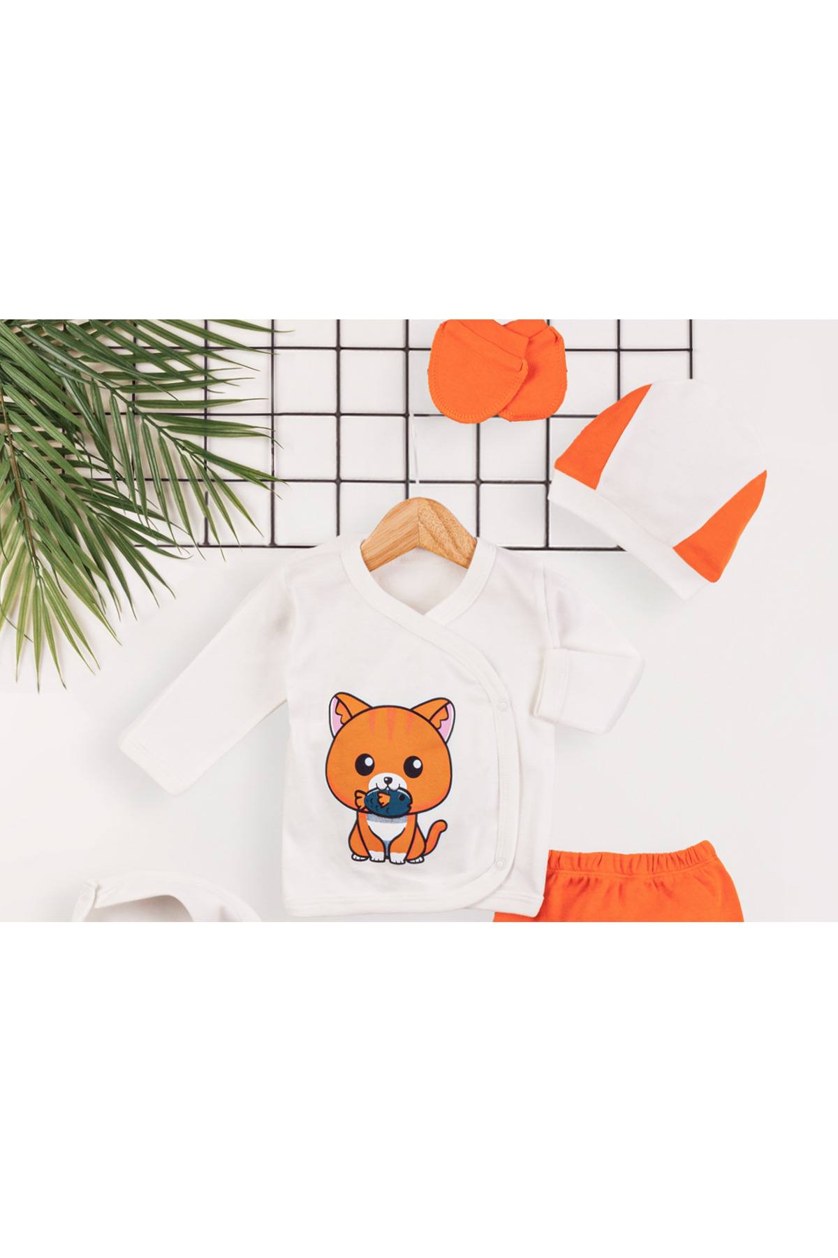 Pimadyo yenidoğan bebek hastane çıkışı 5li set 100% pamuk organik kumaş ekstra yumuşak doku fotoğrafı 4 (önizleme)