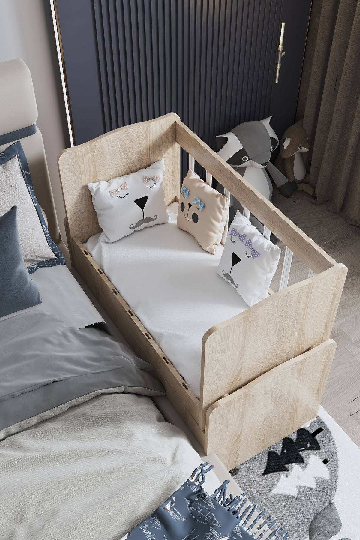 ardilla furniture Beşik Çekmeceli Sallanır Anne Yanı Ahşap Bebek Beşiği Sonoma fotoğrafı 3 (önizleme)