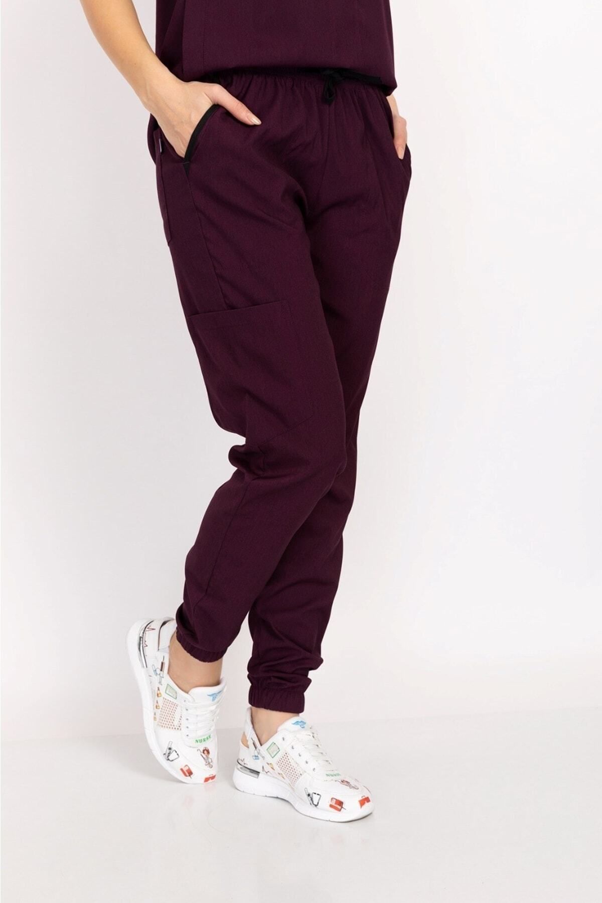 Nur Medikal Giyim-Plum Çağla Model Snap Fastener Judge Collar Soft Lycra Watch Form Suit 5