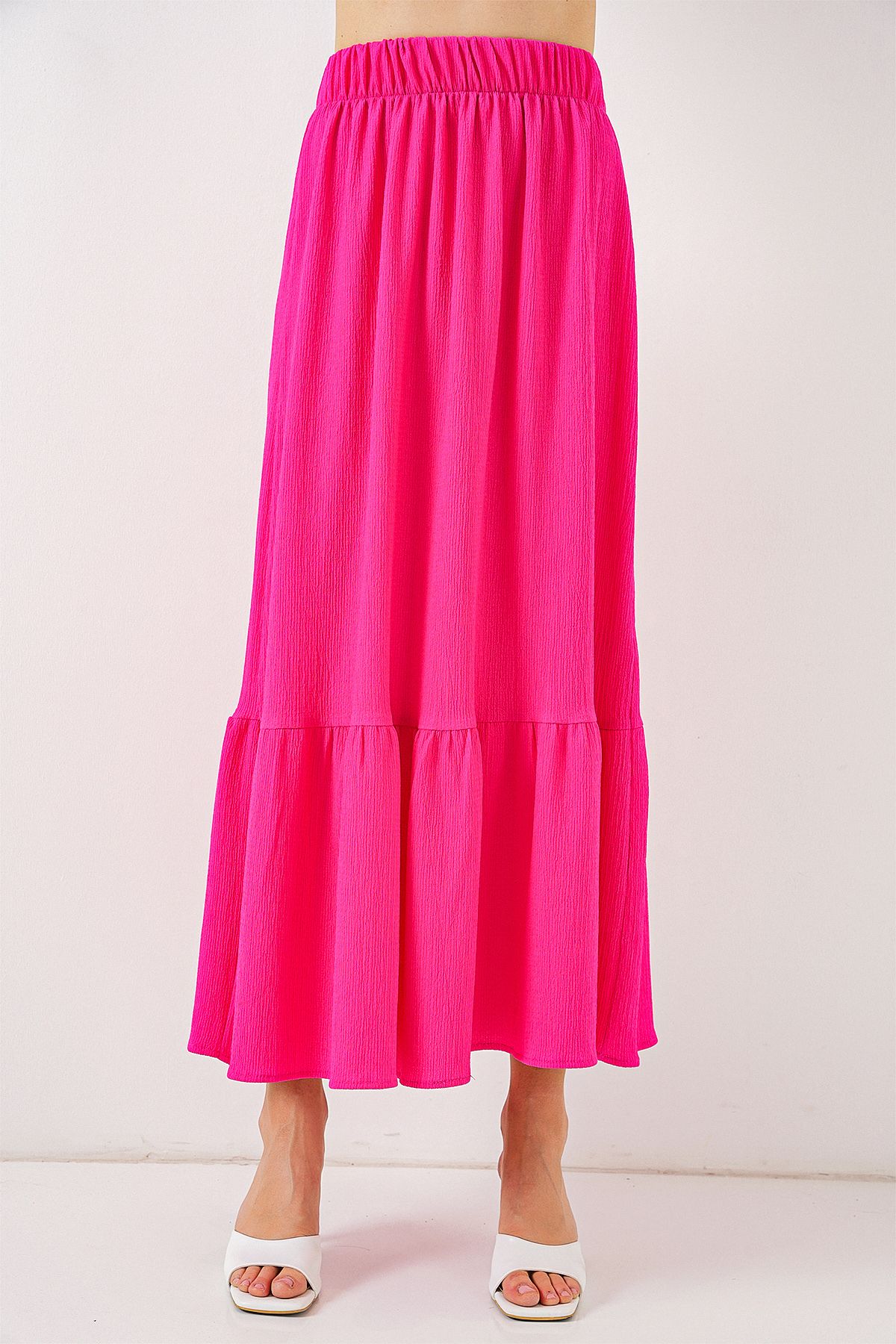Bigdart-1886 Long Knitted Skirt - A.Fuchsia 4