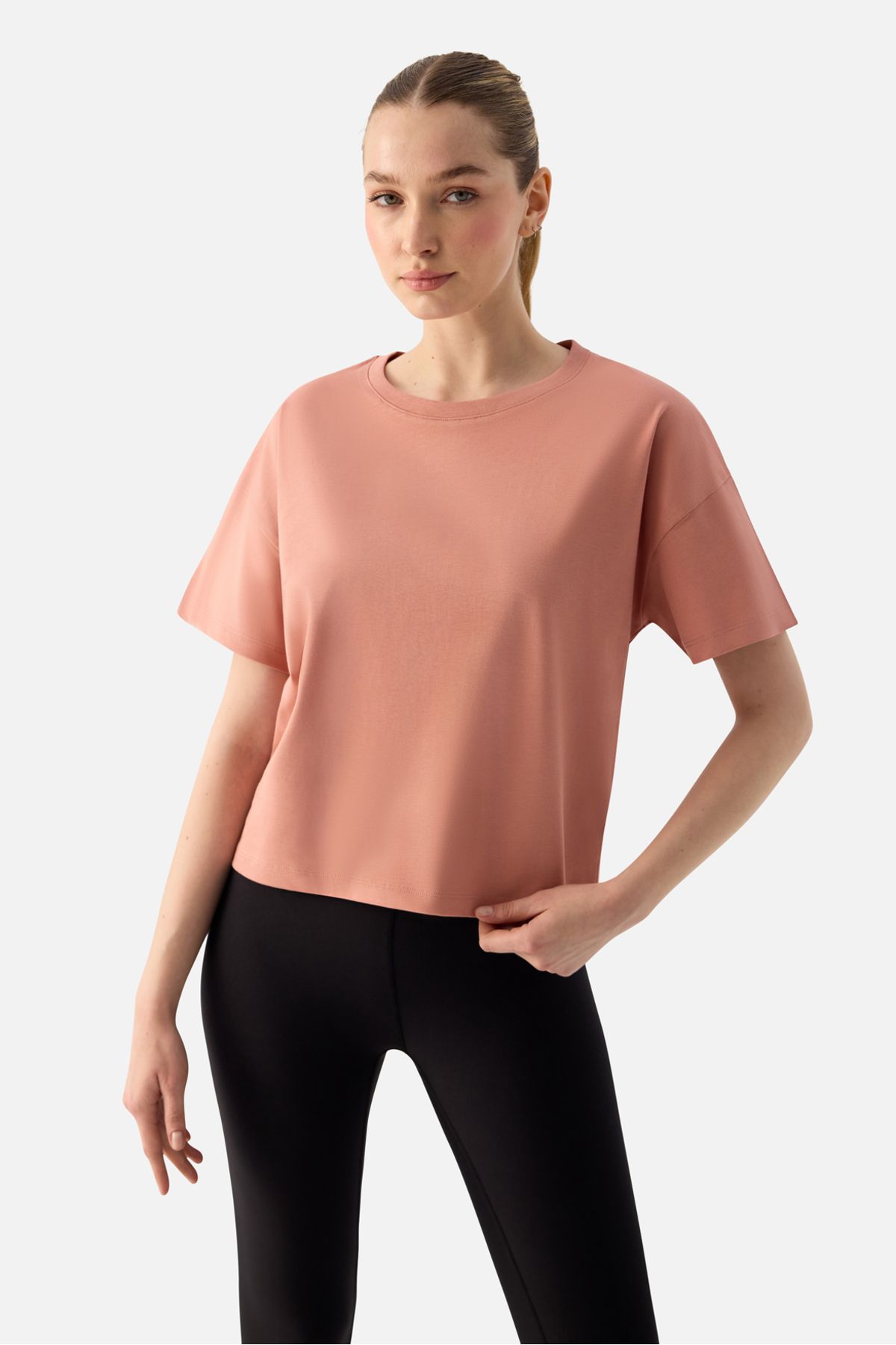 Superstacy Noya Kısa Oversize Pudra Tişört