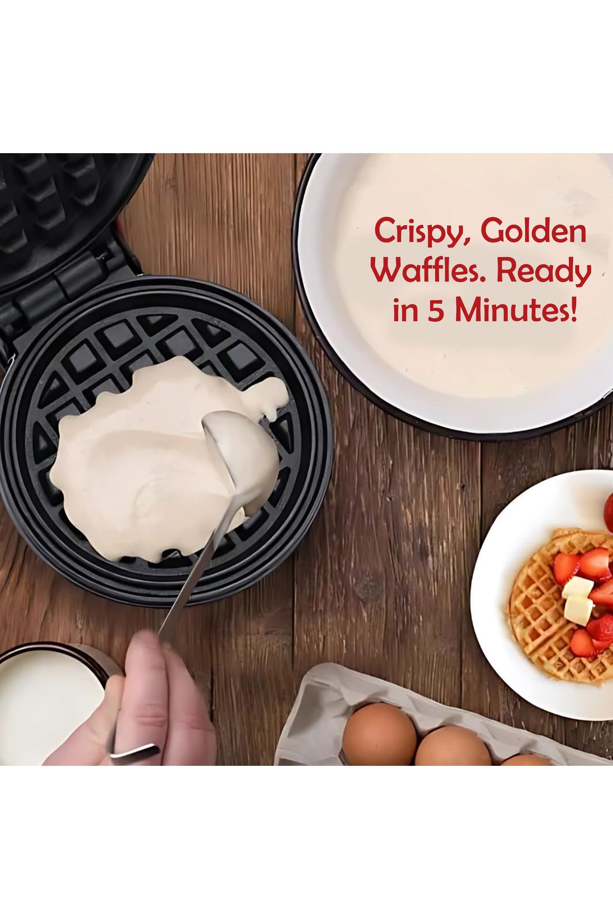 JINOU-4" Mini Waffle Maker - Premium Plastic & Non-Stick - Makes Pancakes, Brownies, & More 3