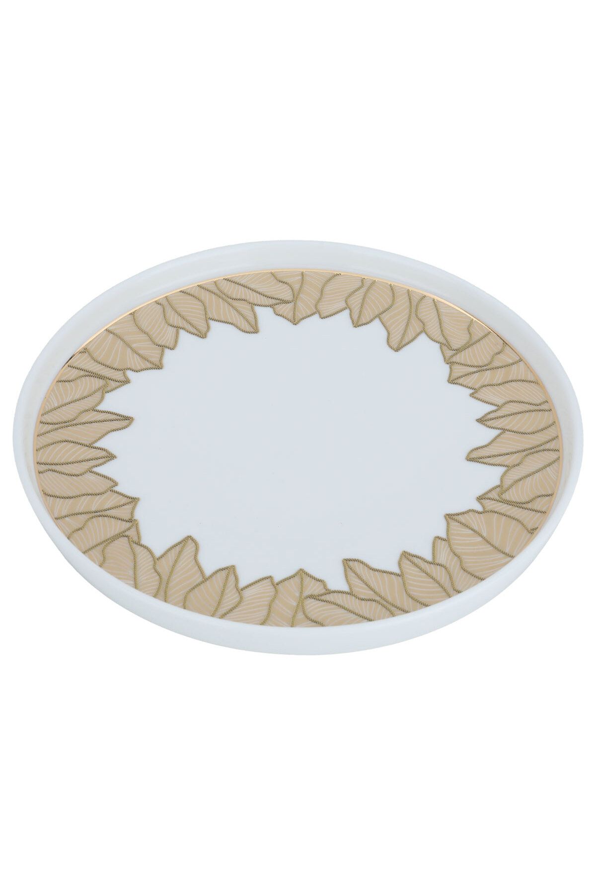 Alsaif Gallery-A set of white circular serving plates with a floral pattern with gold, 16 pieces 3