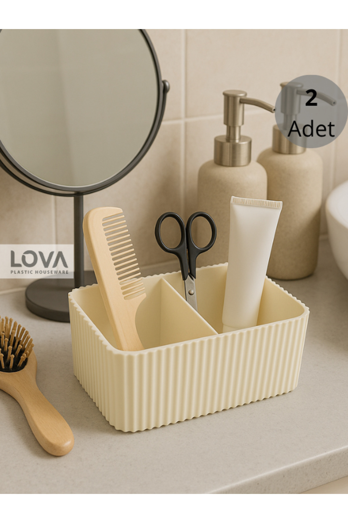 Lova 2 Bölmeli Çekmeceiçi,Banyo Çok Amaçlı Düzenleyici Organizer (2 Adet)