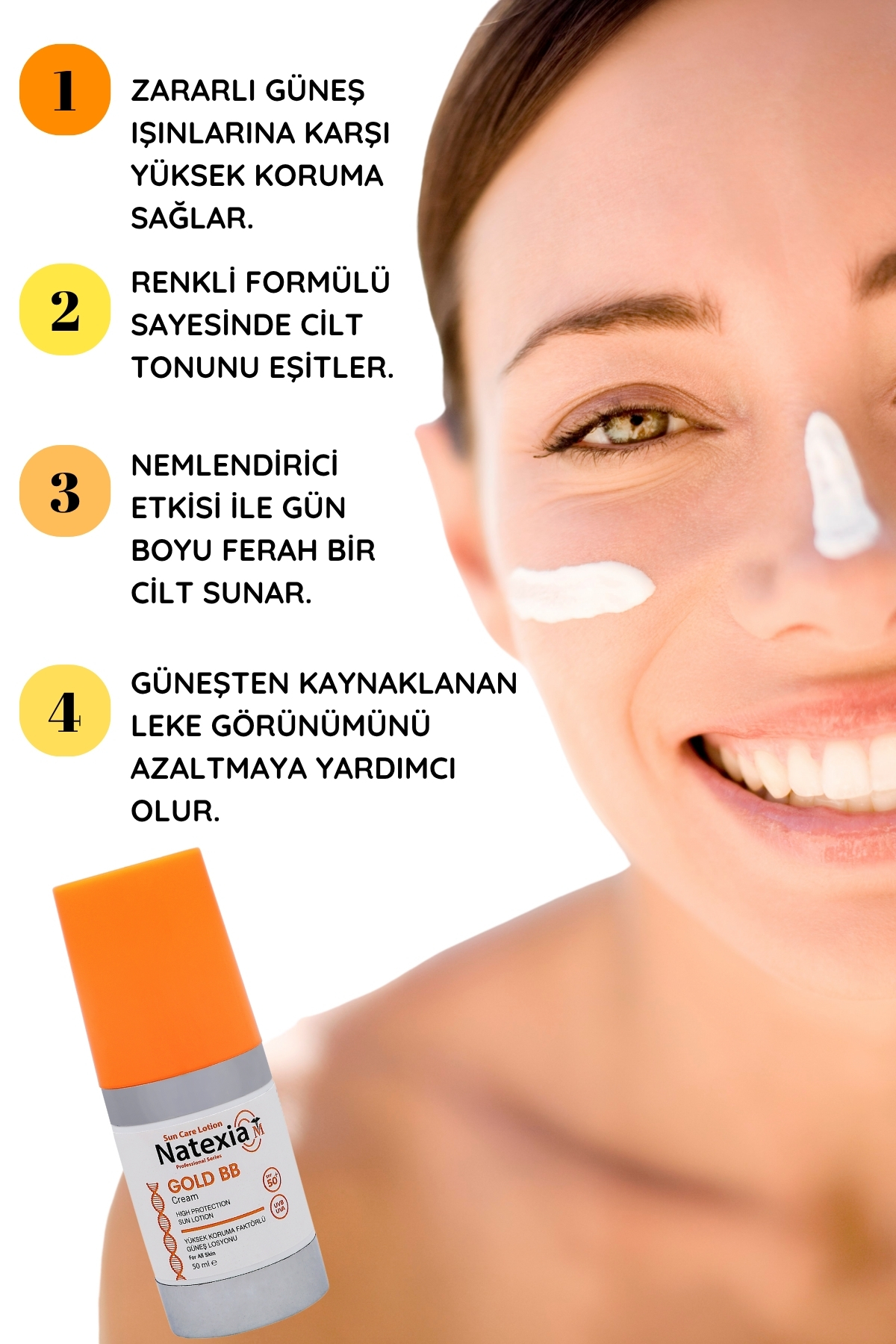 کرم ضد آفتاب رنگی گلد بی بی با SPF50+، 50 میلی لیتر با فاکتور محافظتی بالا برای انواع پوست — گلد بی بی — تصویر 4 از 6