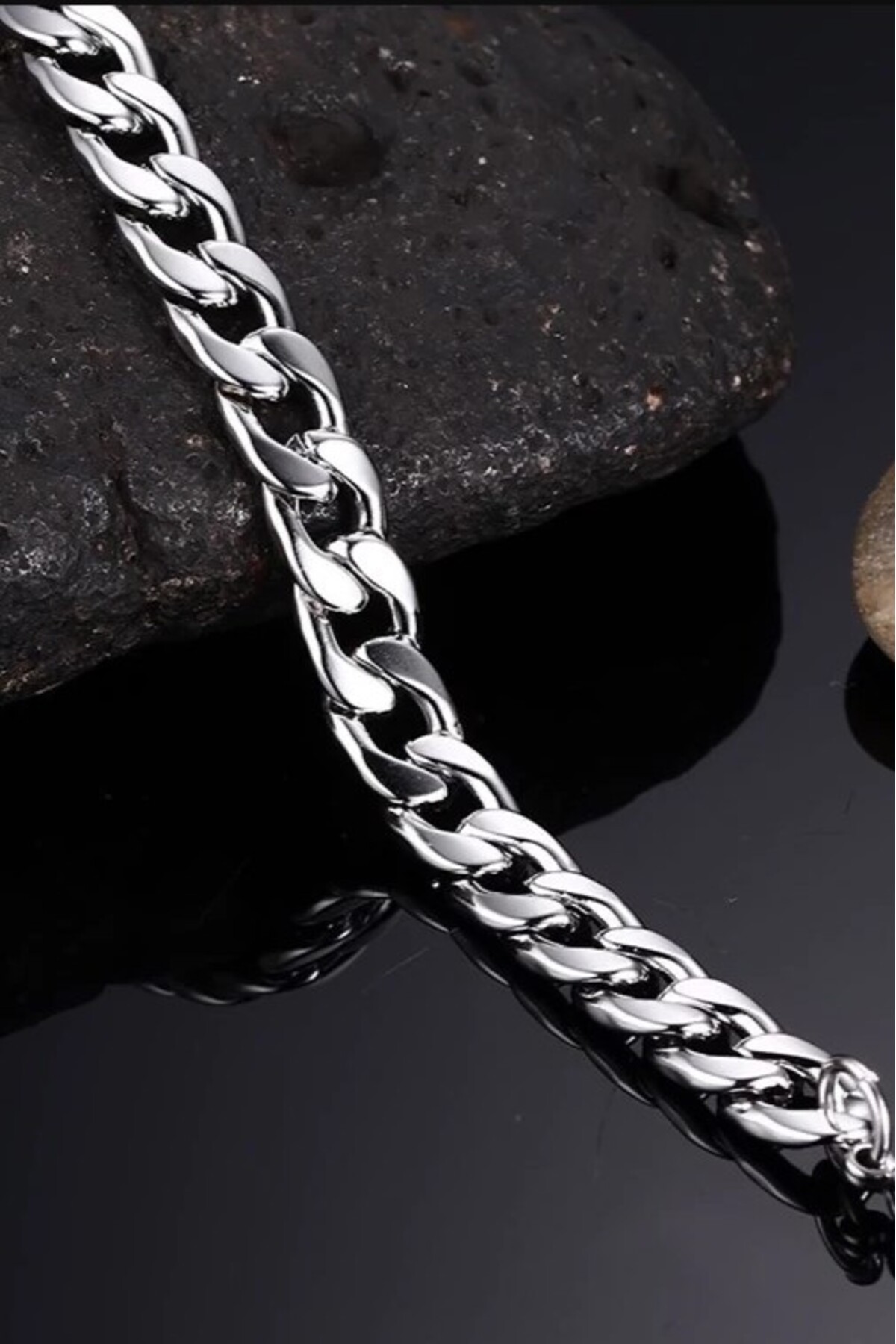 Takı Dükkanı Gurmet Paslanmaz Çelik Erkek Bileklik Kalın Zincir 8 mm eck18b görsel 2