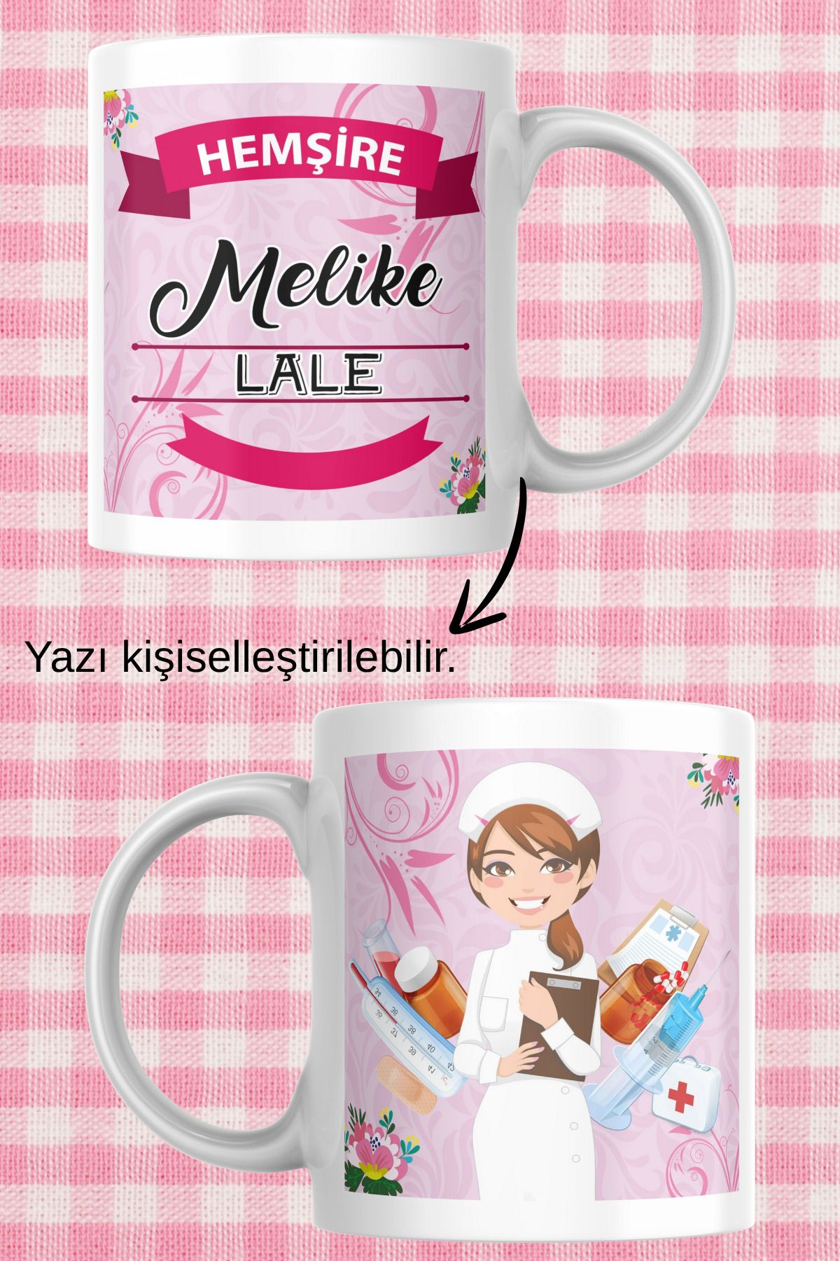 zerhome Kadın Hemşire Temalı Beyaz Porselen Kupa Bardak