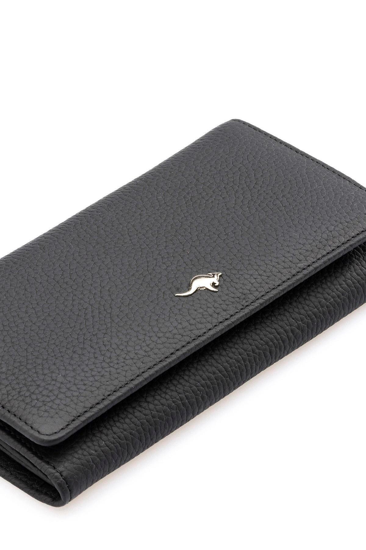 Deriderim-Black Genuine Leather Long Women's Wallet with Card Holder and Id Section and Zippered Compartment 6