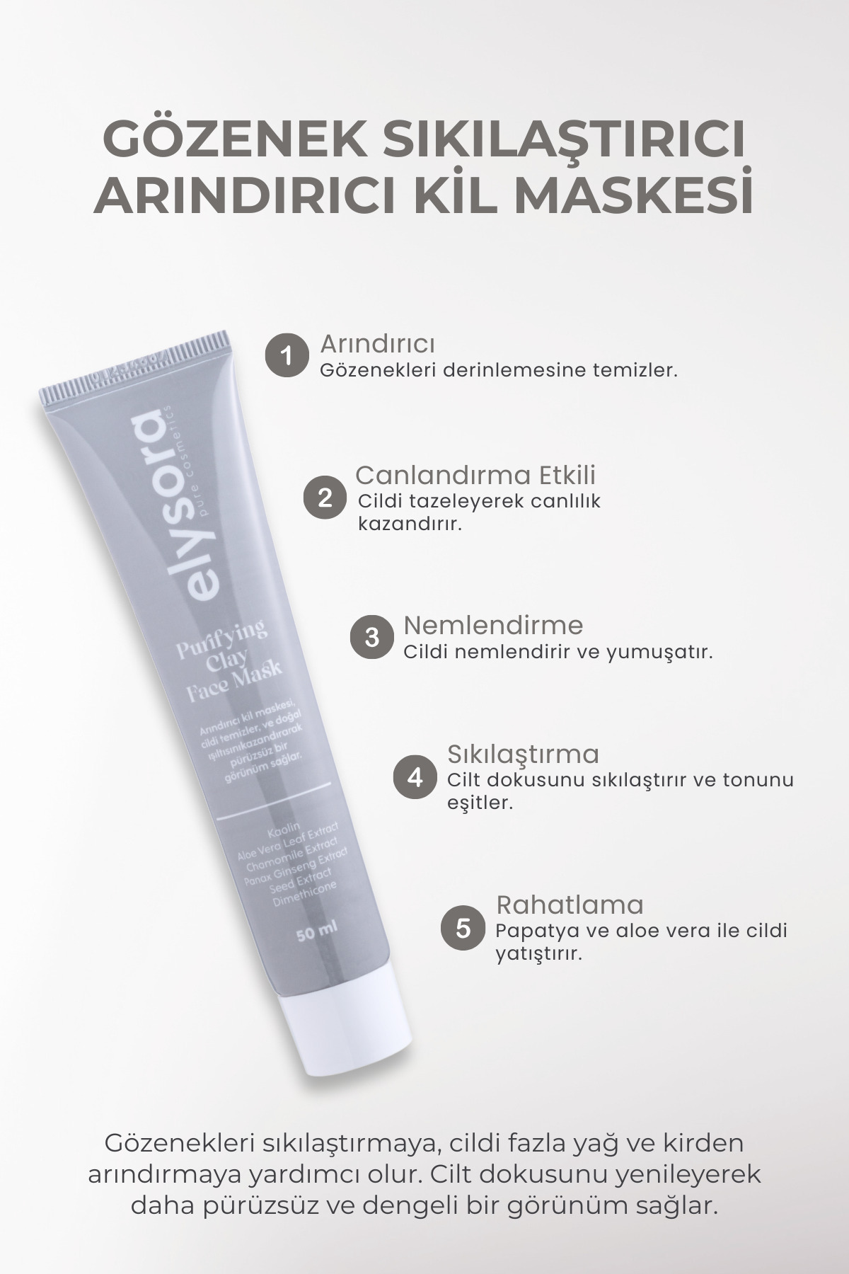 Elysora-Pore ​​Firming, Anti-Blackhead, Purifying and Renewing Clay Mask 50 ml 6
