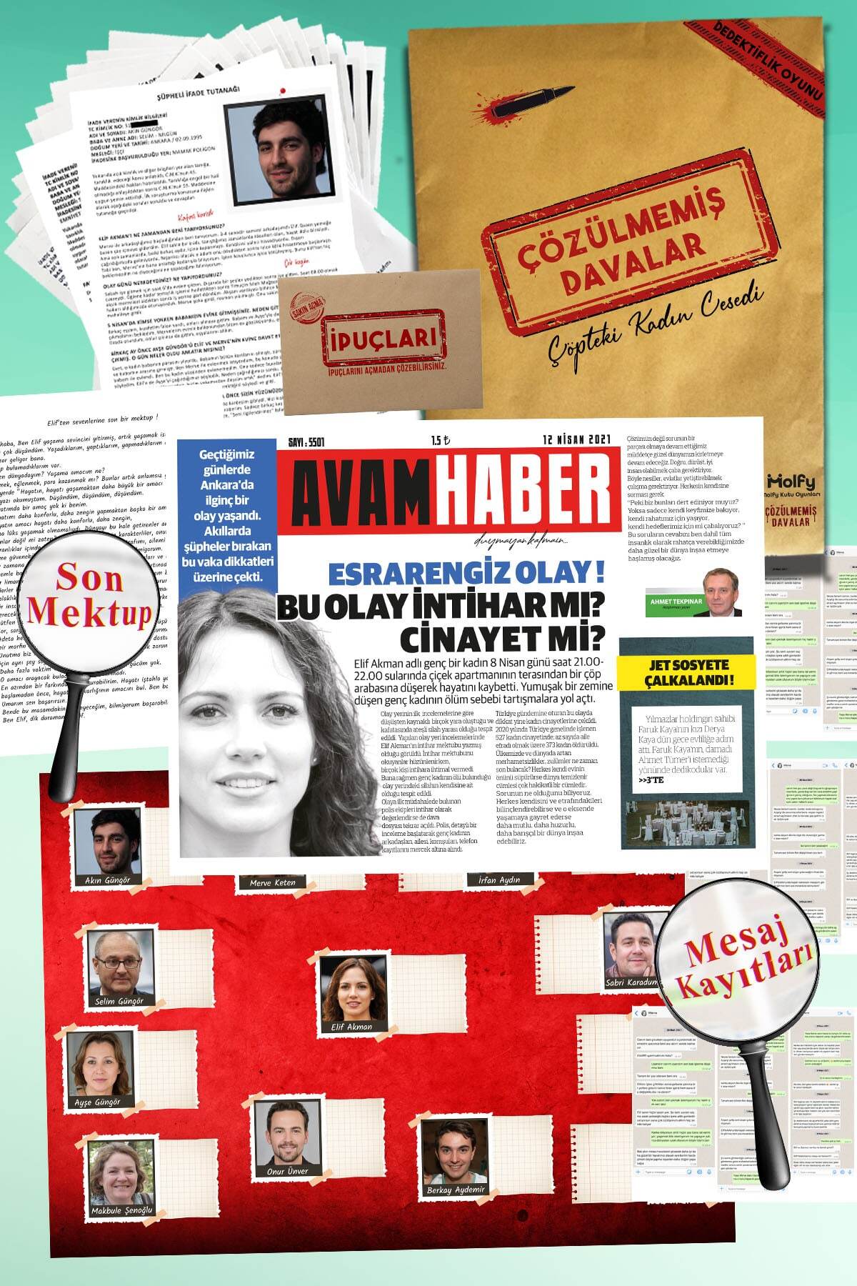 çözülmemiş davalar Mükemmel Altılı Dedektif Oyunu Cinayet Oyunu Akıl Hastanesi Dedektiflik Oyunu Dava Çözme Kutu Oyunu fotoğrafı 2 (önizleme)