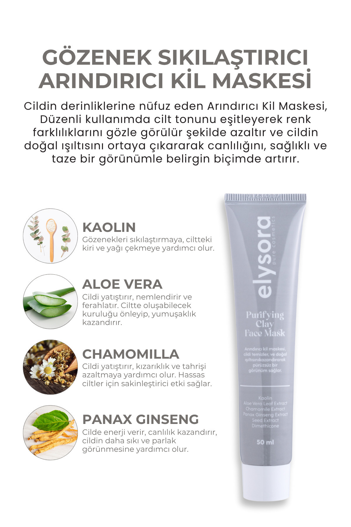 Elysora-Pore ​​Firming, Anti-Blackhead, Purifying and Renewing Clay Mask 50 ml 5