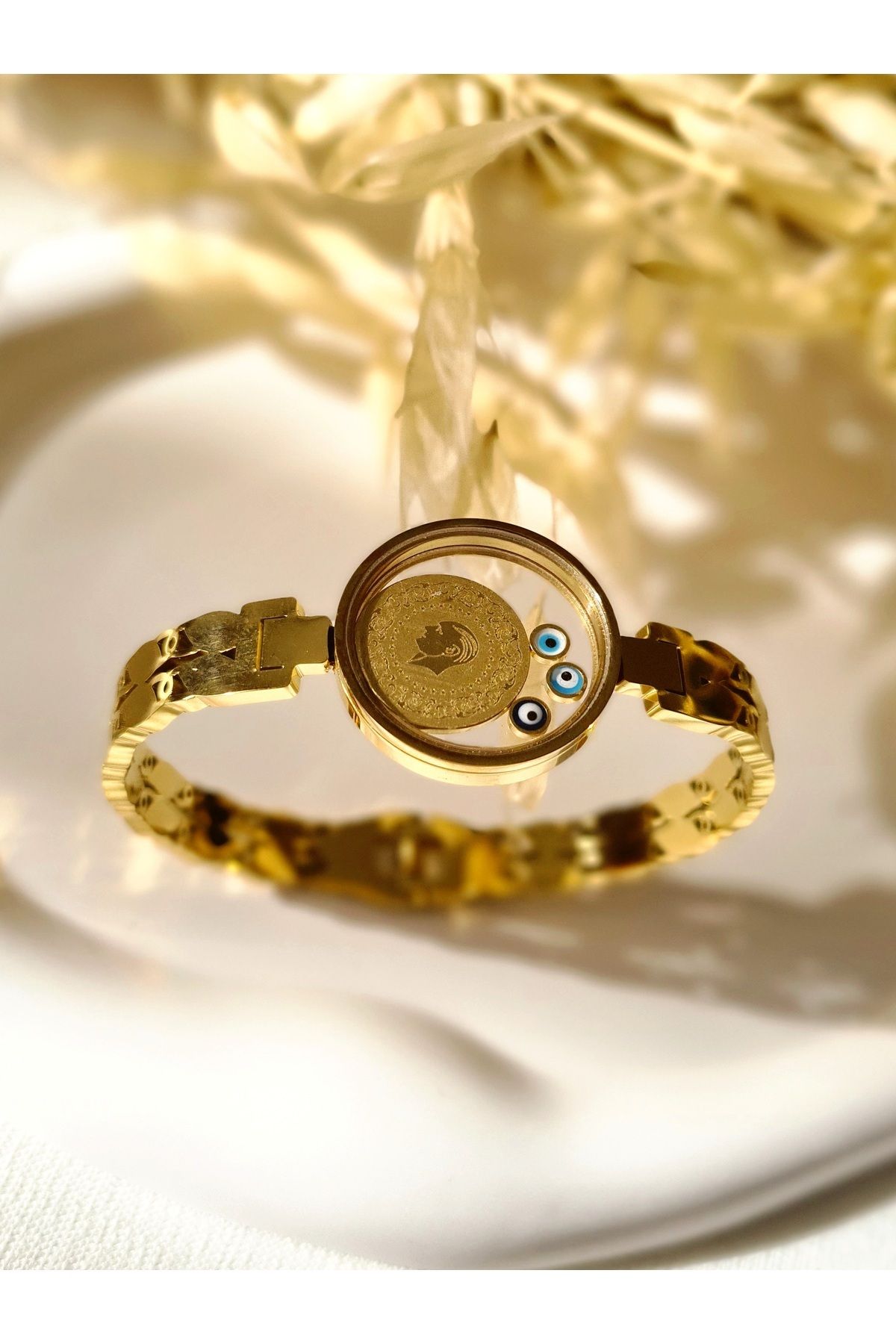 Mirage Design Gold Detaylı Çelik Bileklik 11
