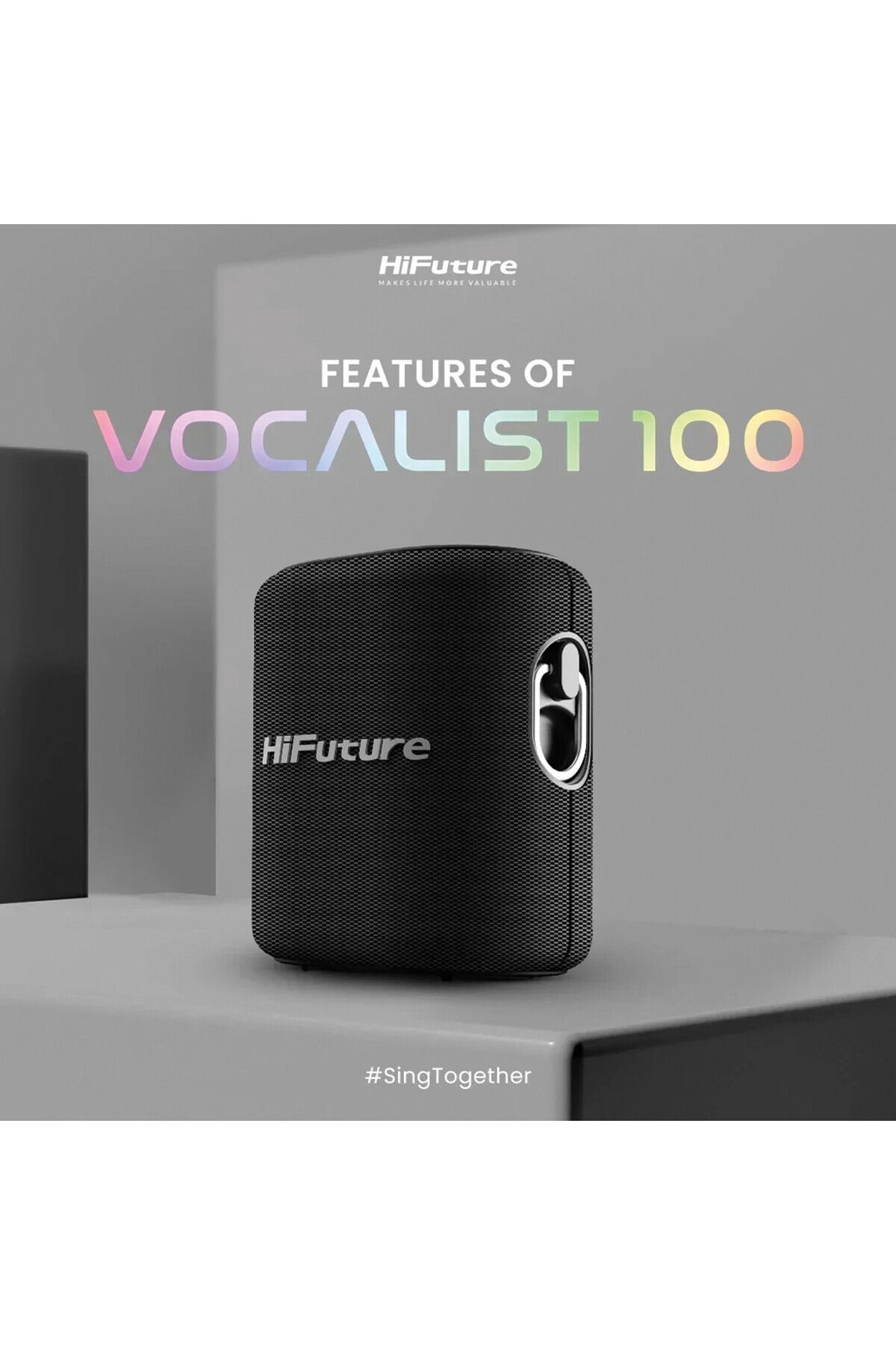 HiFuture-Vocalist 100 Wireless 25W Bt/Aux/Sd Card Input Tws Portable Karaoke Speaker with Microphone Black 8