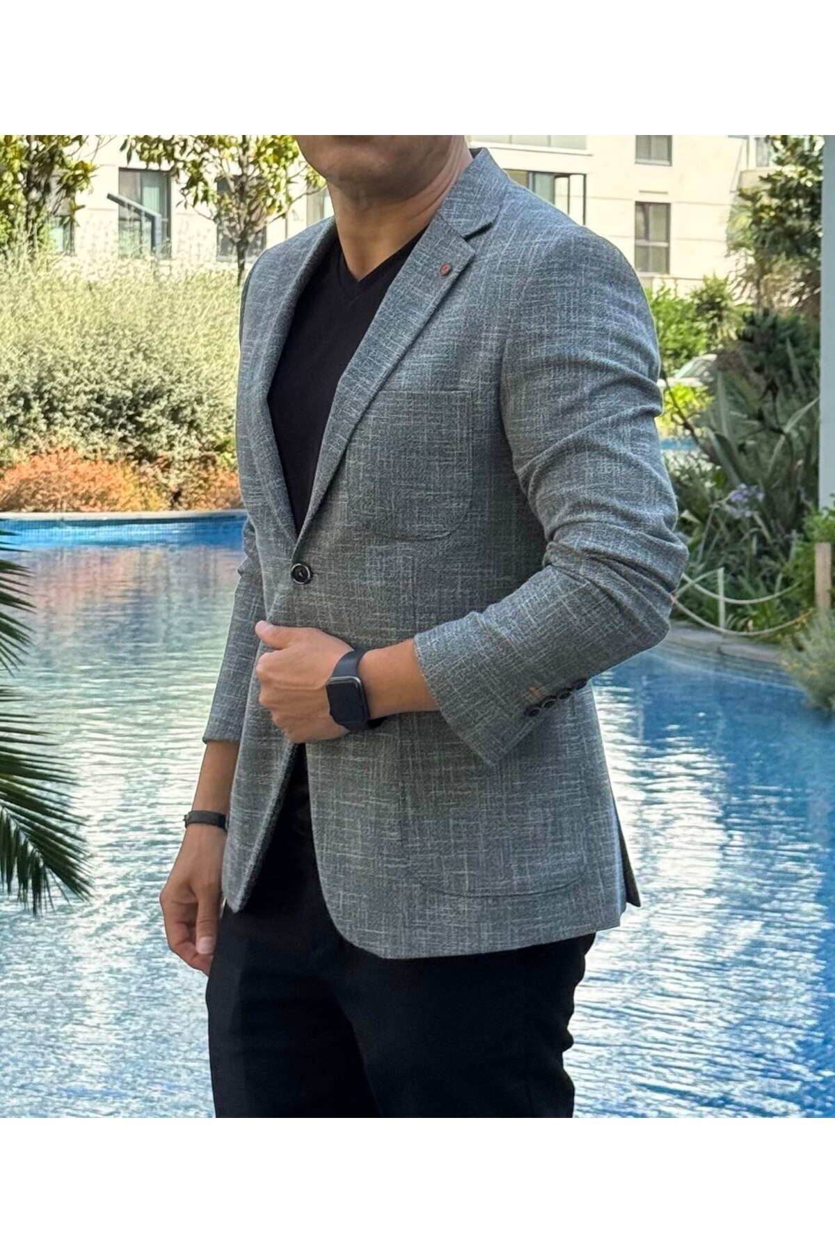 ACTUAL  Slim Fit Blazer Tek Ceket 7145-1 R6 Siyah - Görsel 4