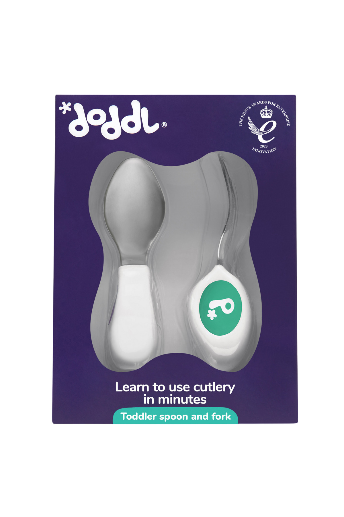 DODDL 1-5 Yaş Ergonomik Kaşık Çatal Seti 2.li Yeşil / Aqua