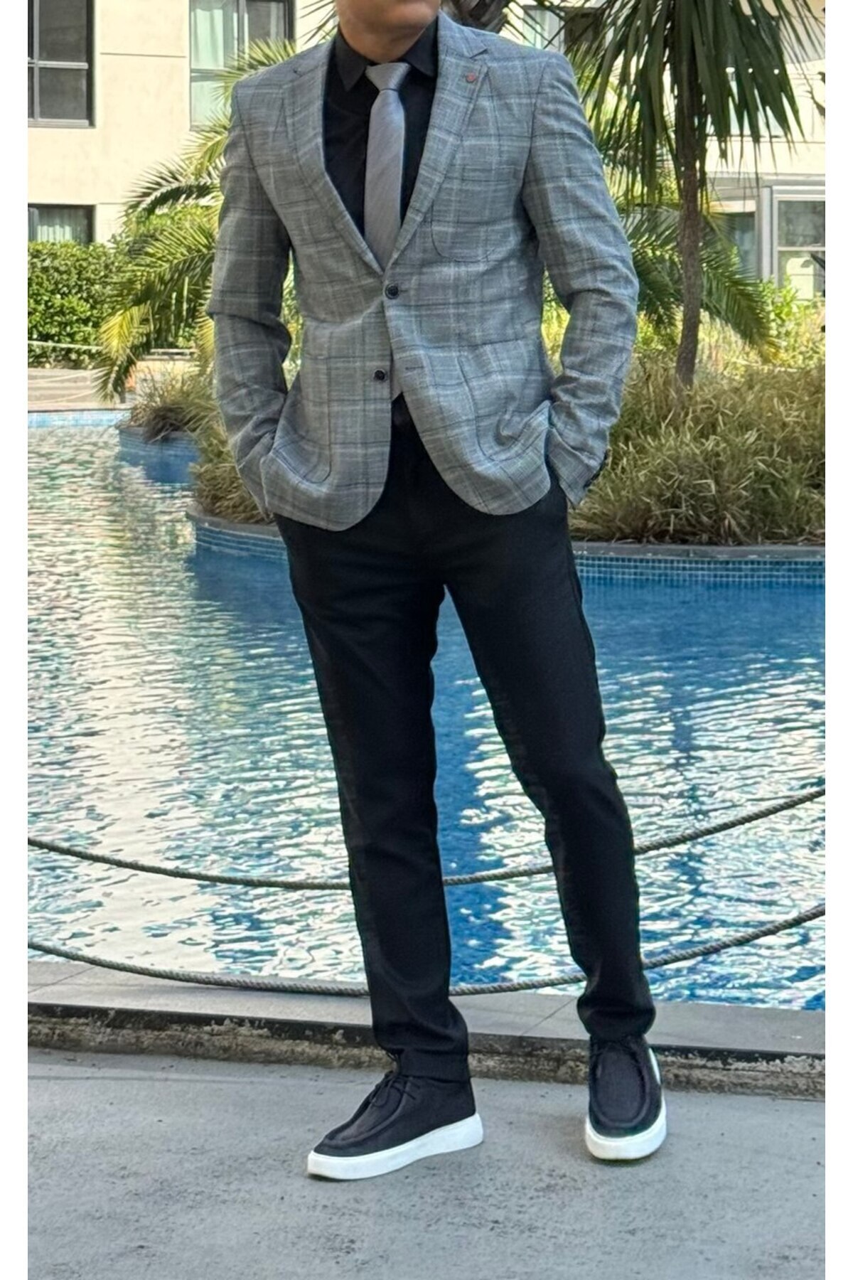 ACTUAL  Slim Fit Blazer Tek Ceket 7148-1 R1 Siyah - Görsel 4
