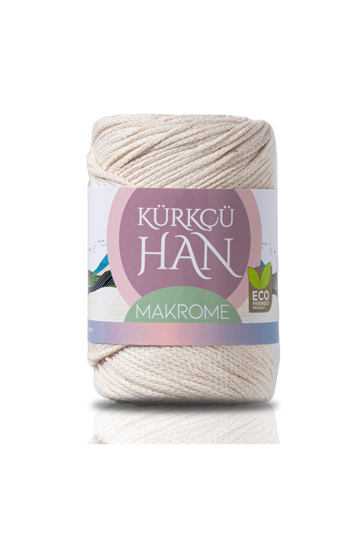 Kürkçü Han Premium Makrome Ipi 3mm 200gr 120m, %85 Rejenere Pamuk Örgü Ipi - Ekru