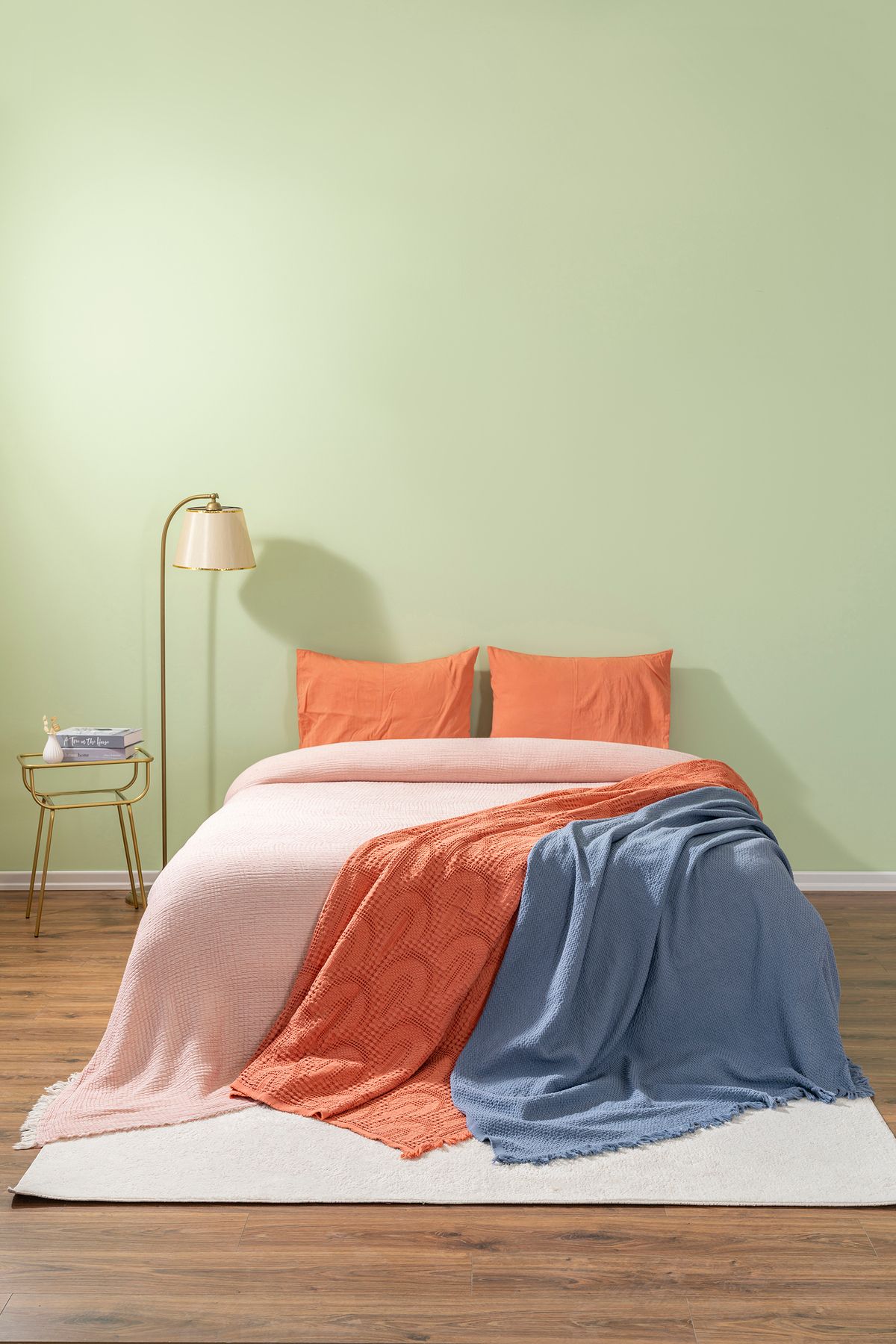 NEEA HOME Ege Müslin Yatak Örtüsü - Battal Boy %100 Pamuklu Muslin Pike Yatak Örtüsü - 4 Kat Müslin-(220×240)