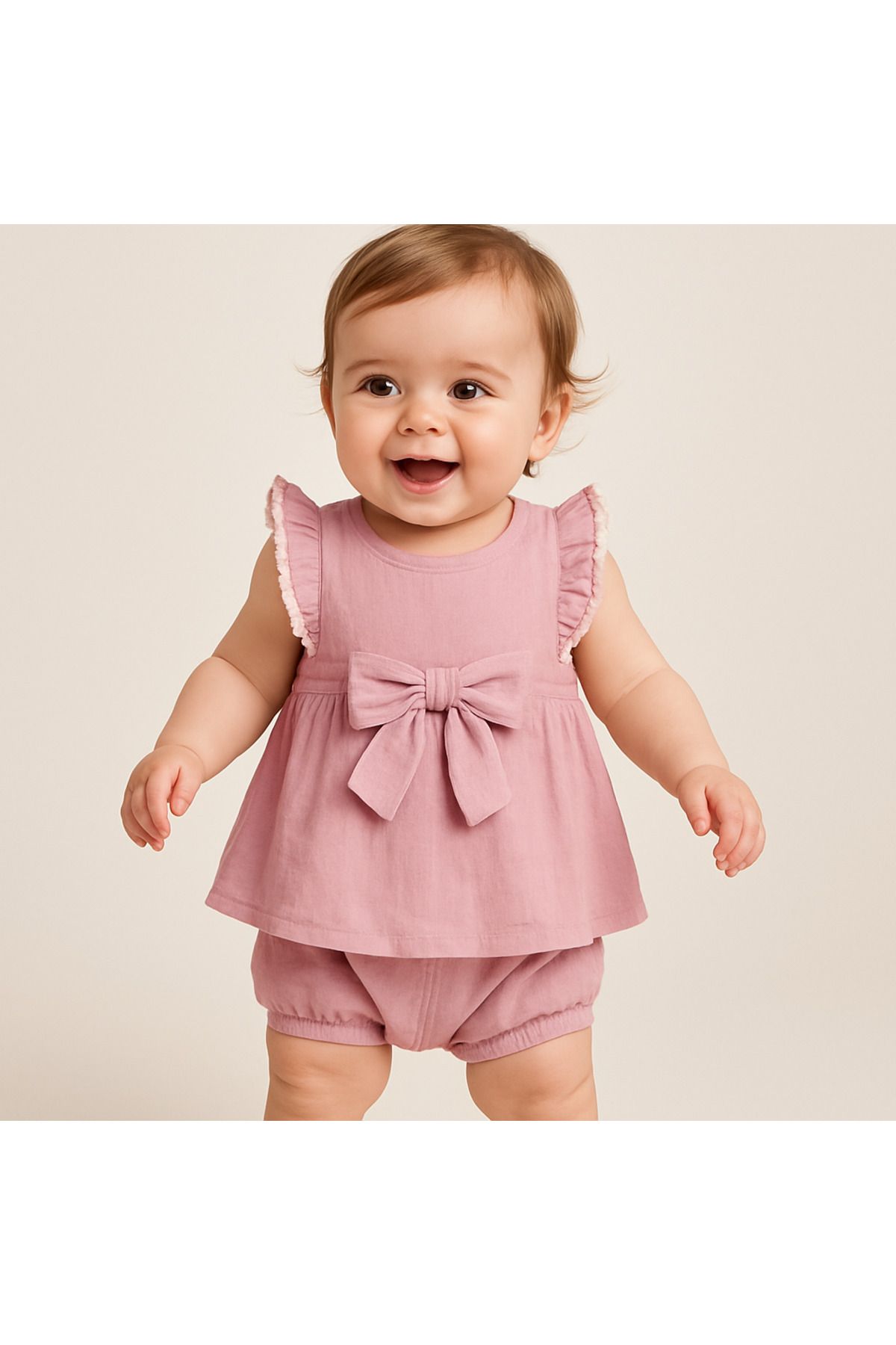 Oyo Store Fiyonklu Kız Bebek Şortlu Takım – 6-18 Ay